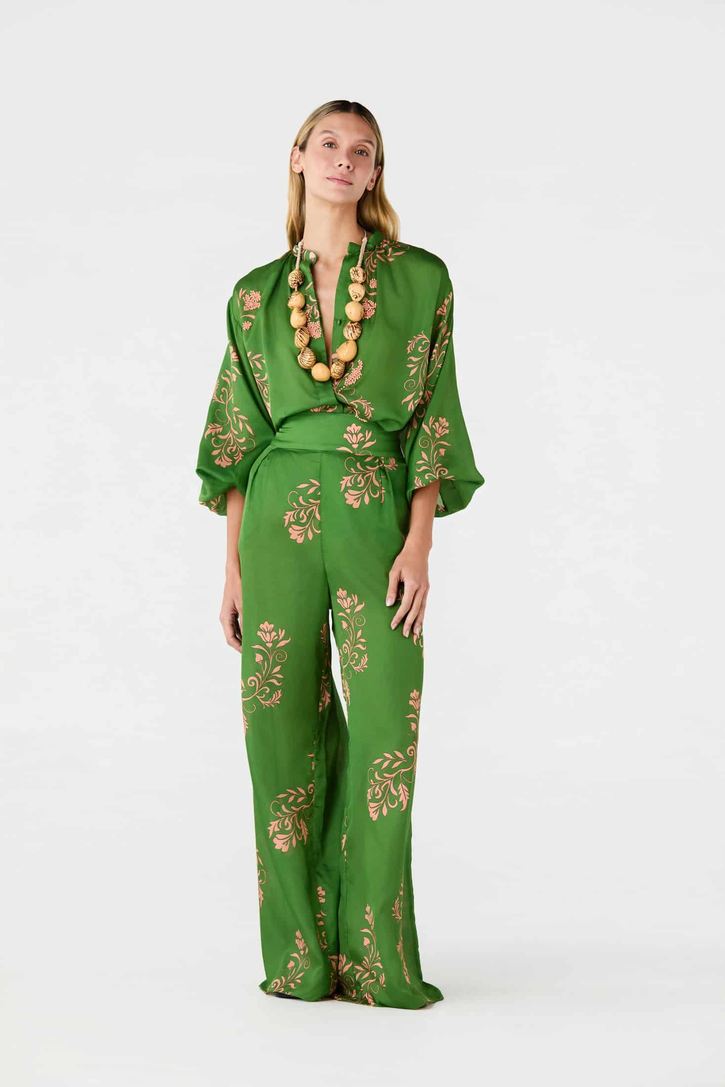 Don Simon Cotton Silk Shirt / Green Buganvilias - miniatura 5