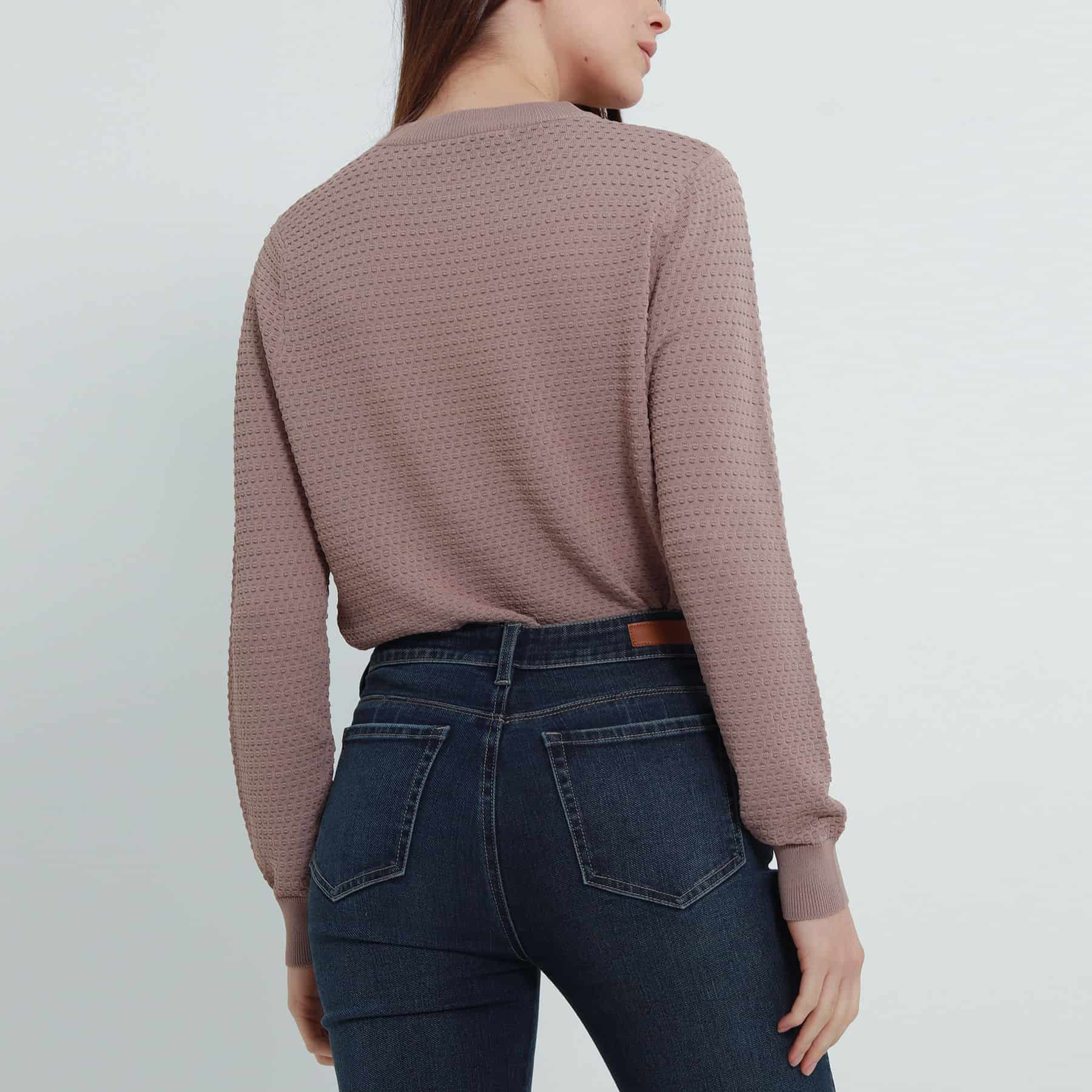 Sweater tejido texturizado cuello redondo manga larga - miniatura 3