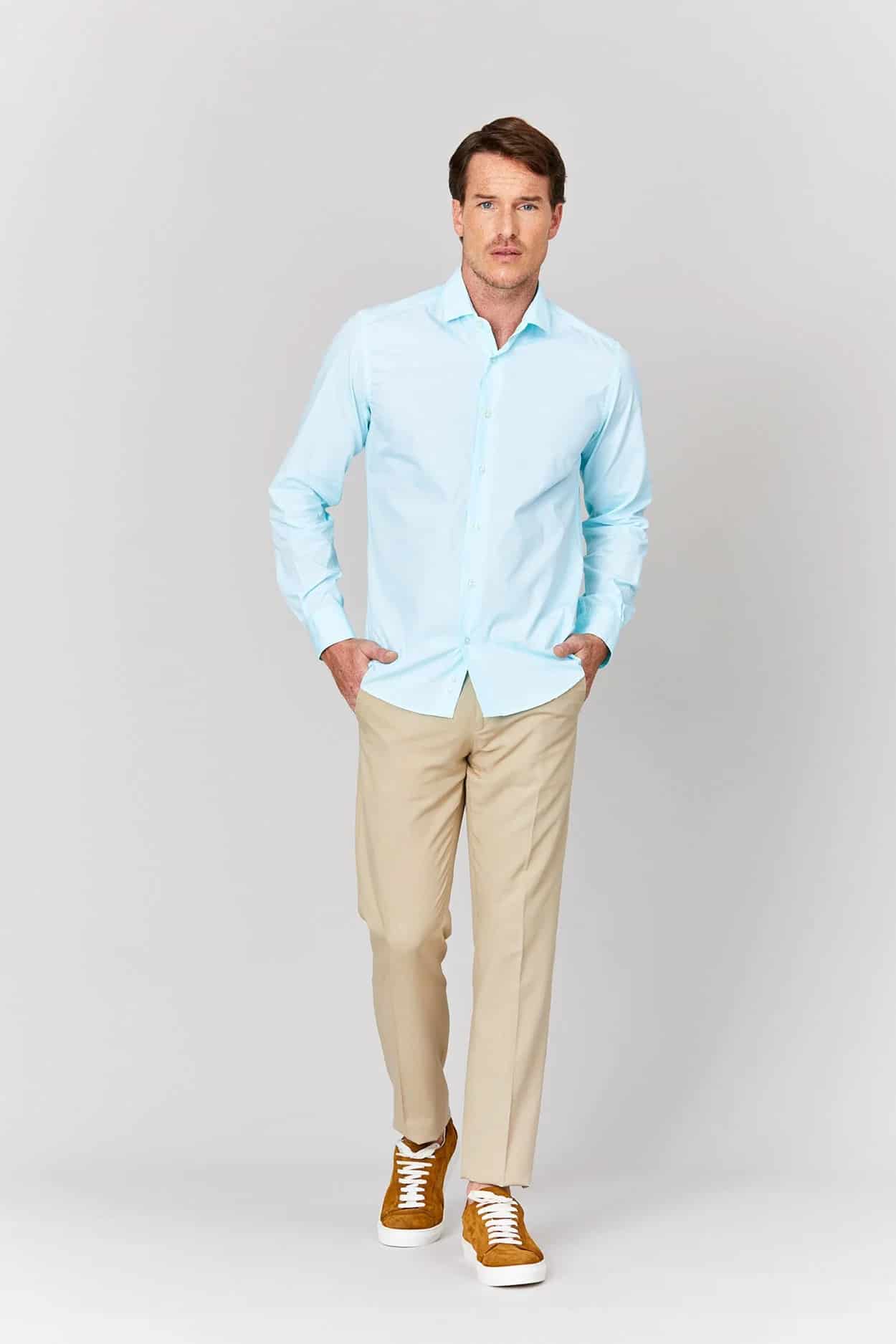 Men's cotton shirt turquoise muslin - miniatura 4