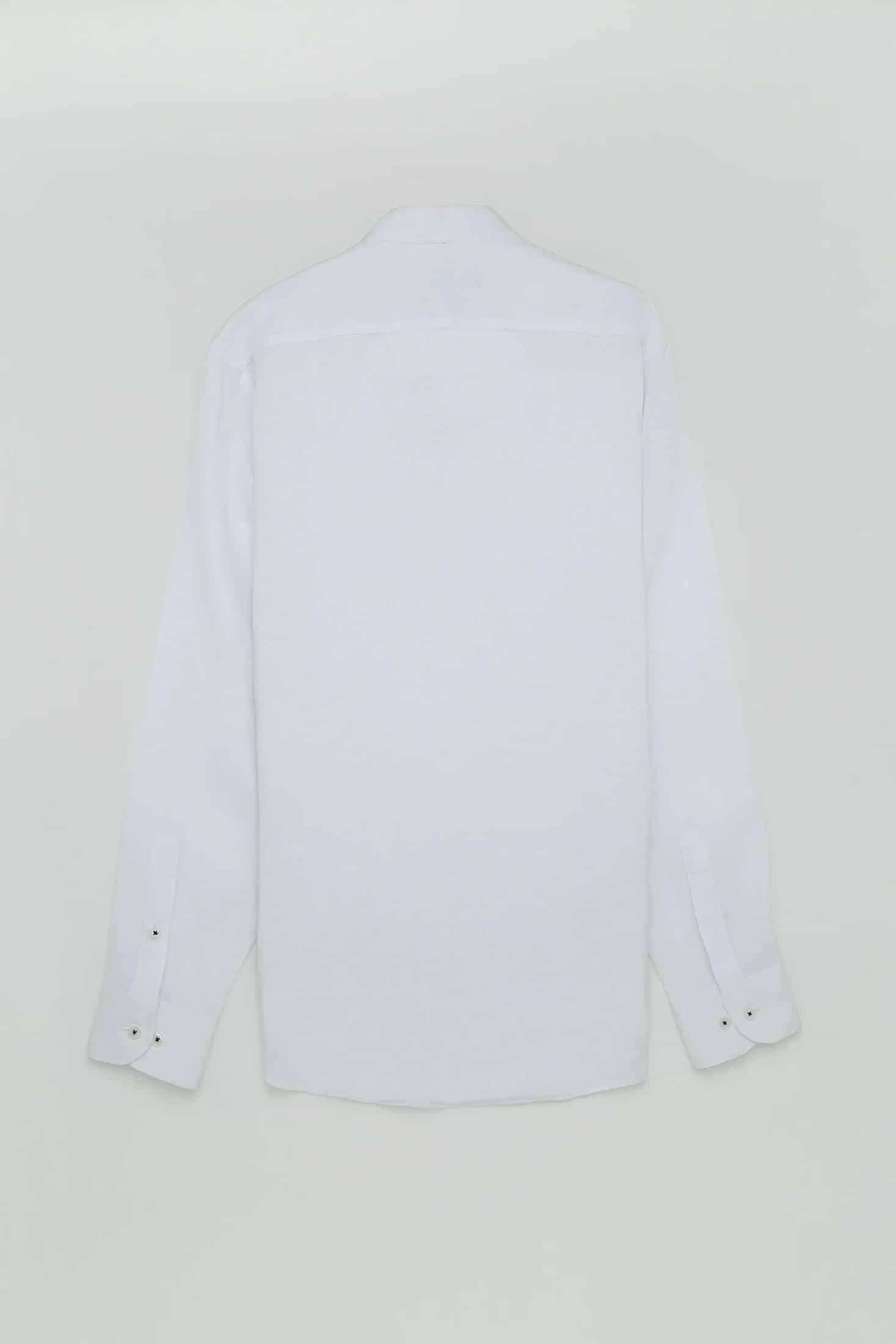 Camisa Cuello Mao Lino Blanco - miniatura 4