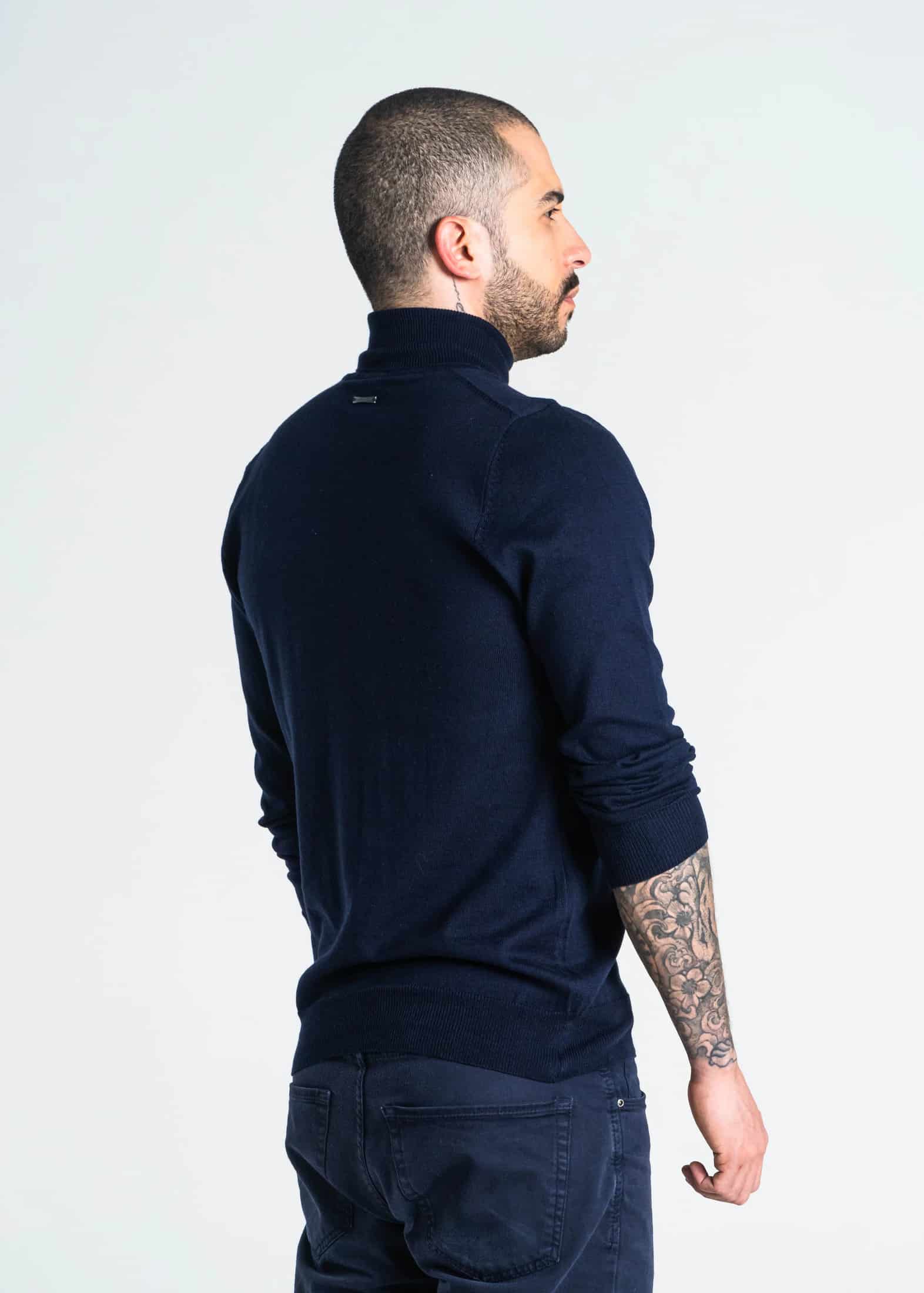 Jersey Cuello Alto Algodón Azul Oscuro - miniatura 7