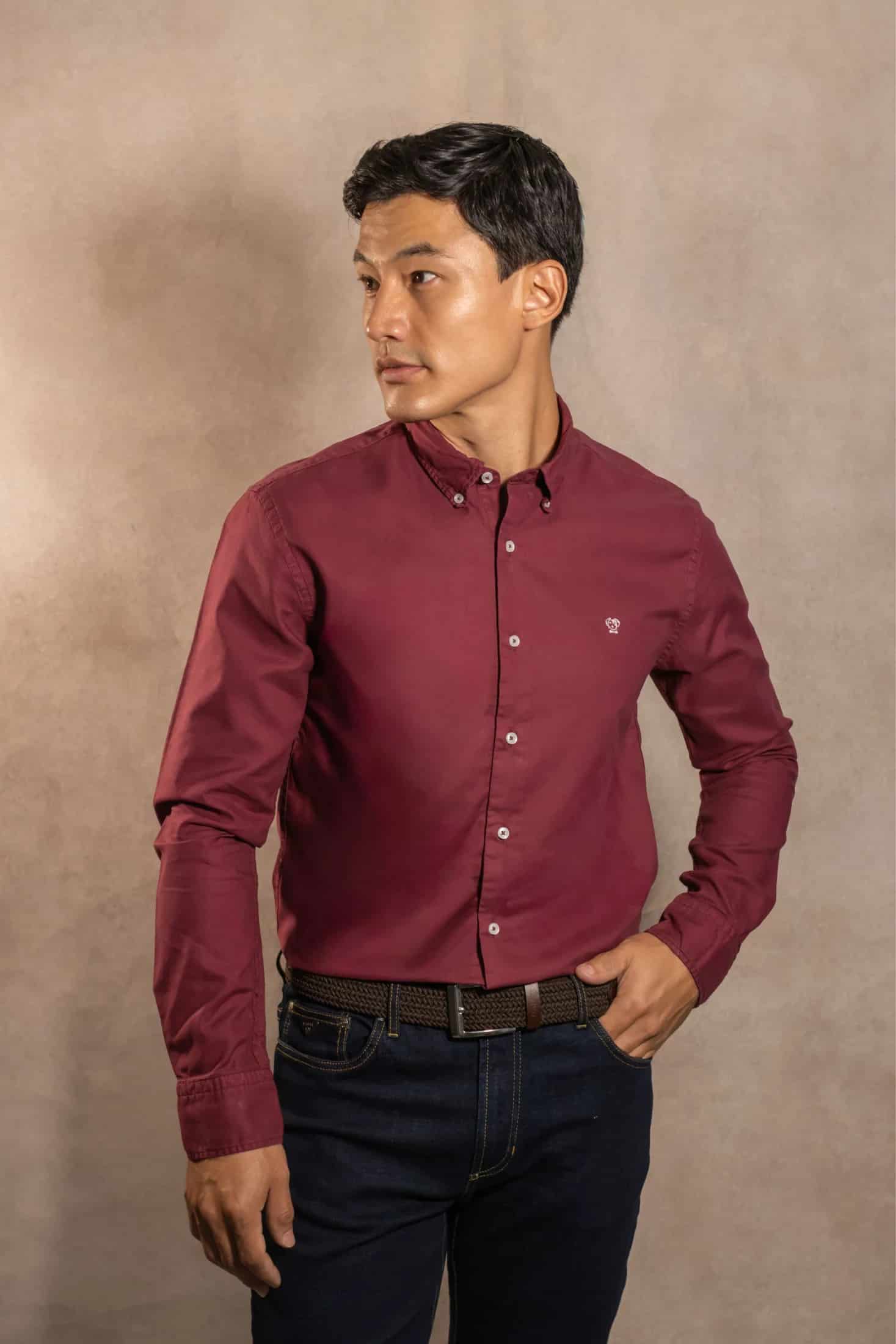 Camisa Antimanchas Oxford Vino - miniatura 6
