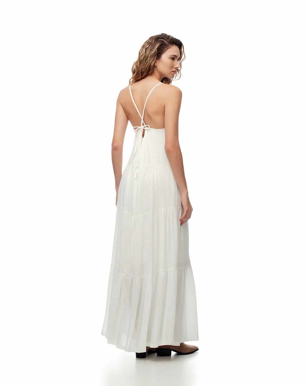 Vestido largo bloques blanco mujer - miniatura 6