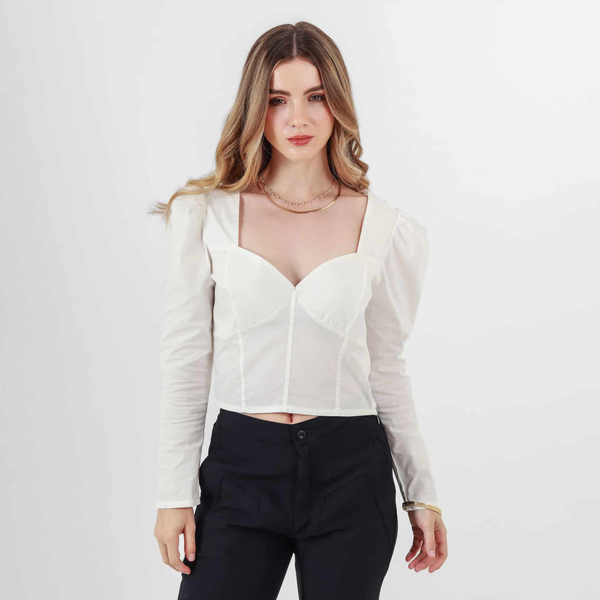 Blusa Cuello V Manga Larga - miniatura 1