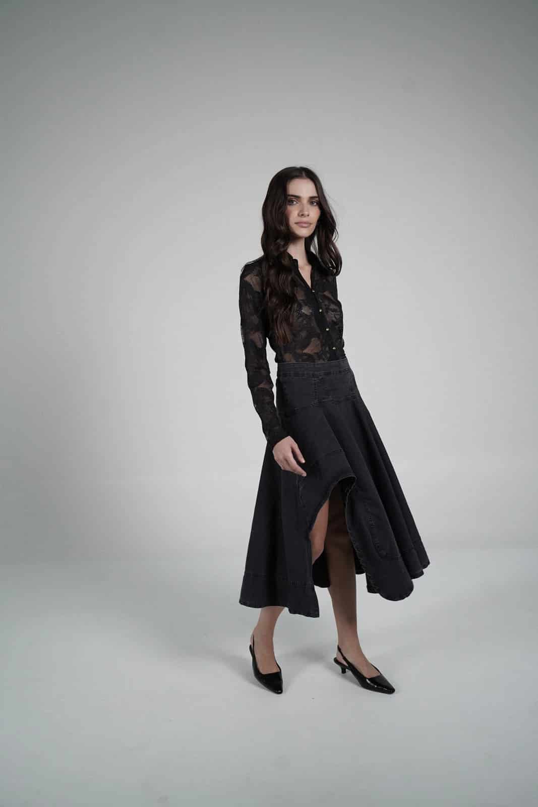 Black asymmetrical skirt - miniatura 9