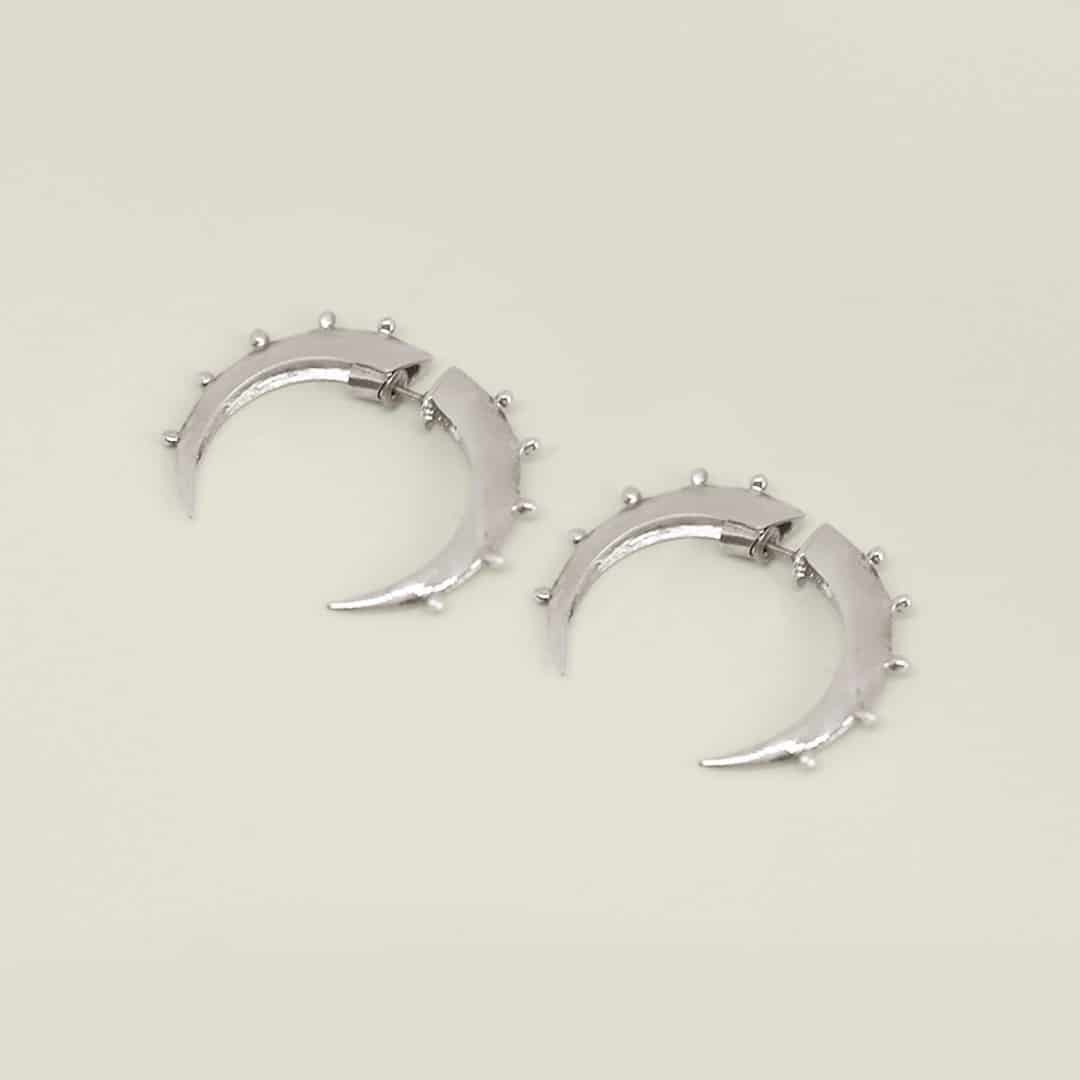 Mini Crescent Hoops Silver - miniatura 1