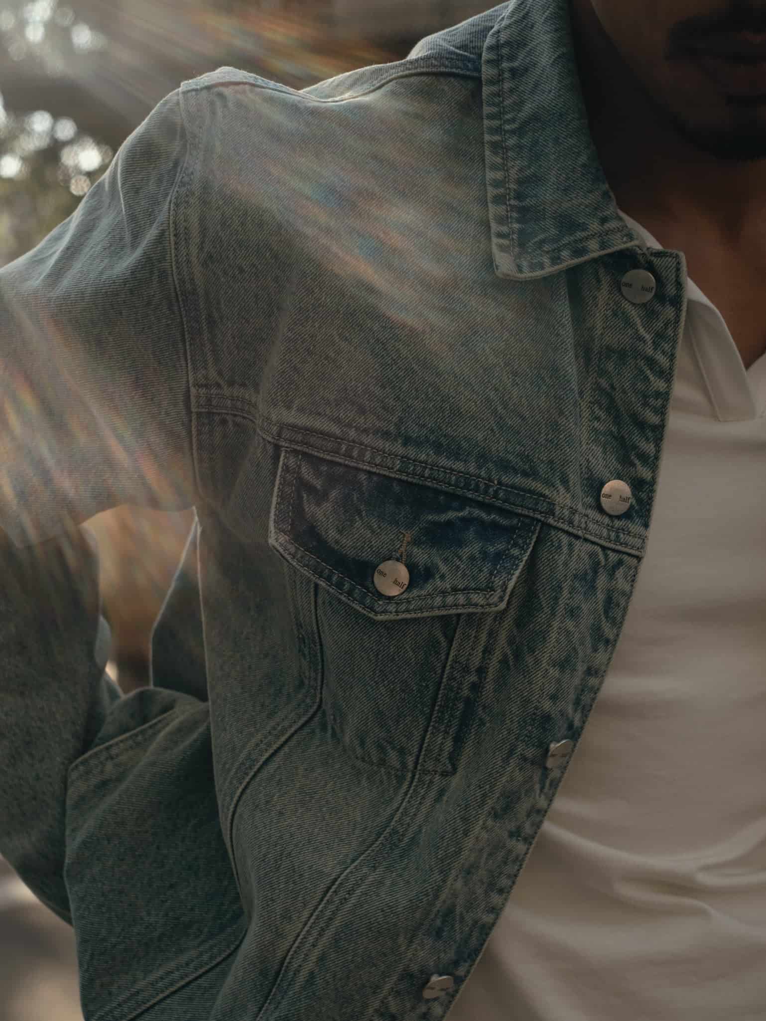 DENIM OVERSIZED JACKET - DIRTY CLEAR BLUE - miniatura 6