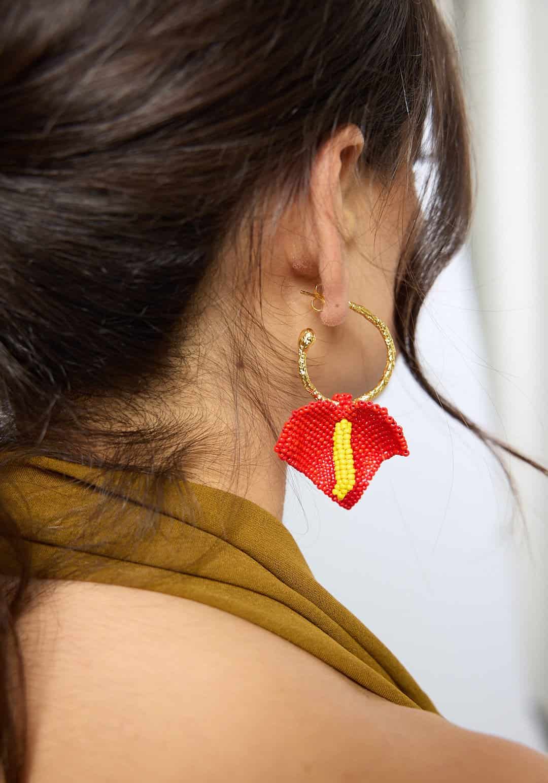 Red Anturio Earrings - miniatura 5