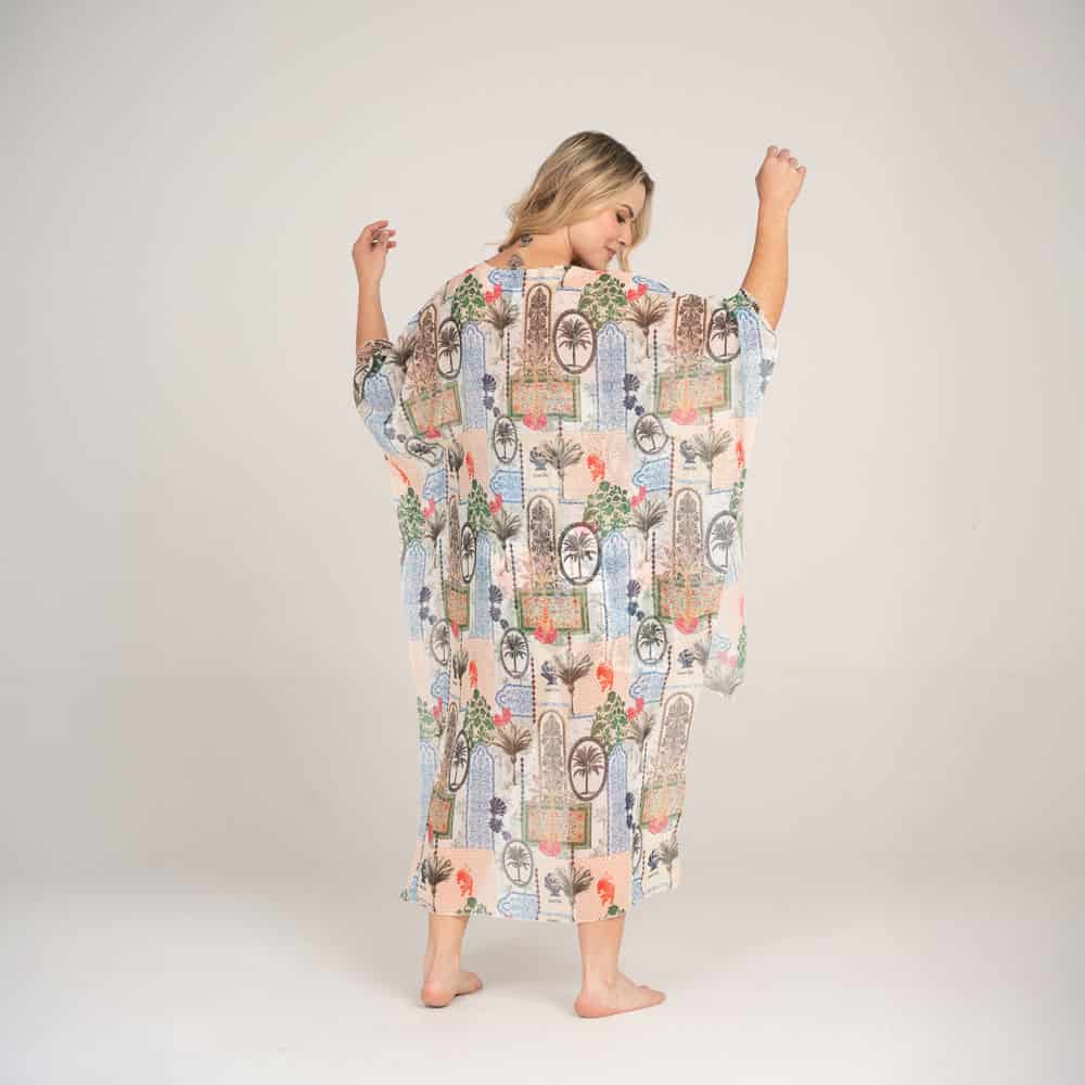 Kimono Manga 3/4 con Estampado Lotto Blanco. - miniatura 3