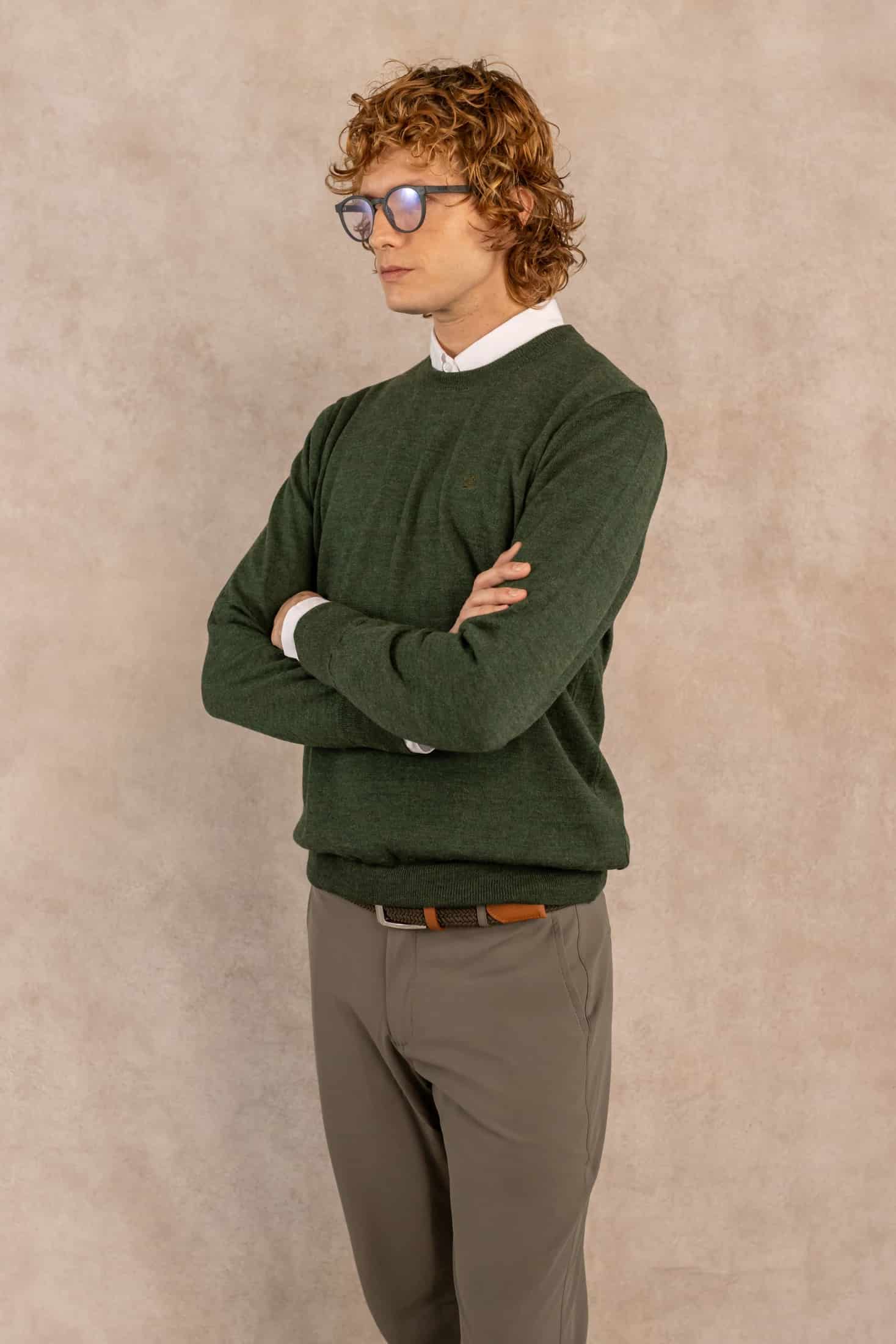 Sueter Merino Antiarrugas Verde Militar - miniatura 3