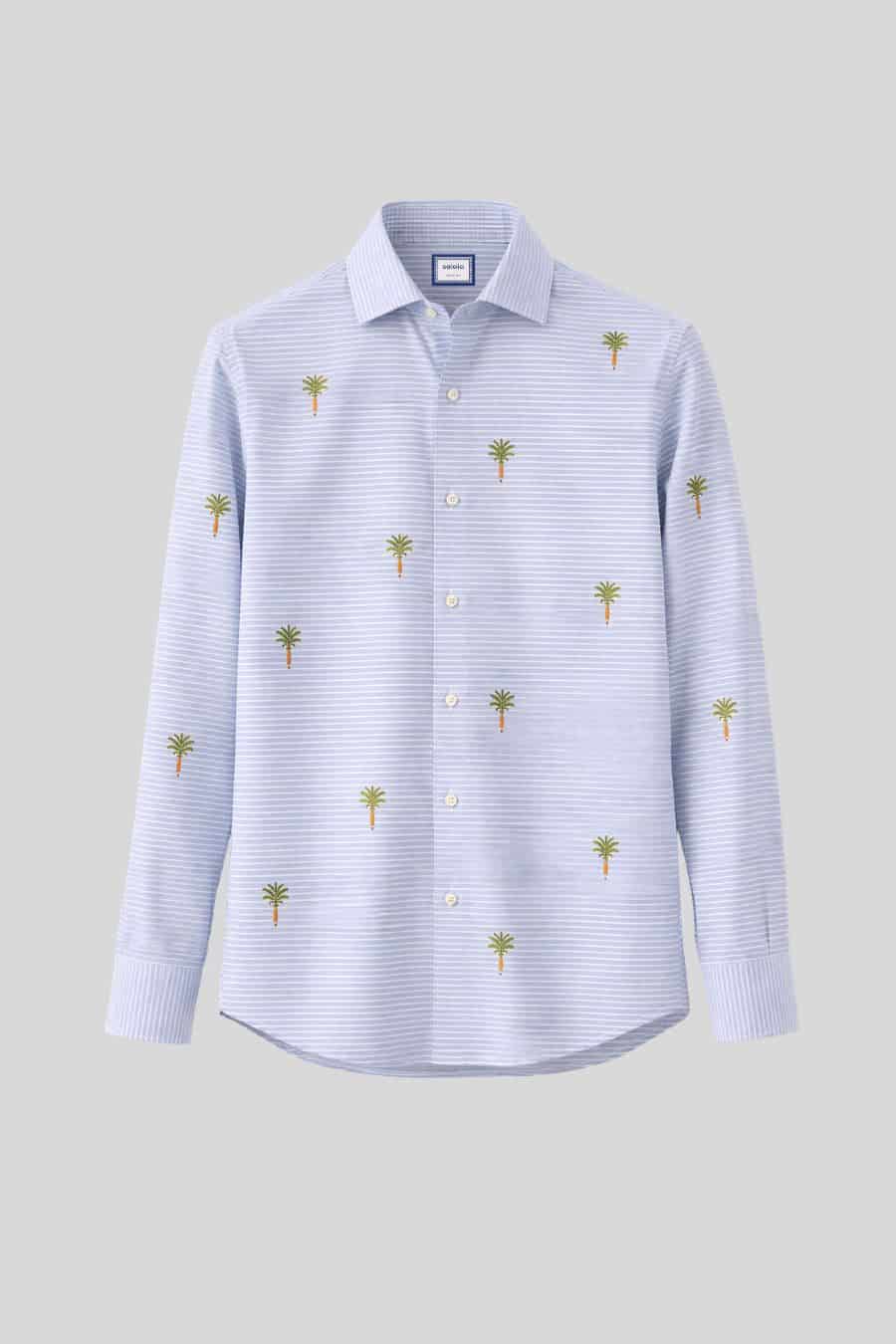 Men's cotton shirt striped orfeo light blue - miniatura 1