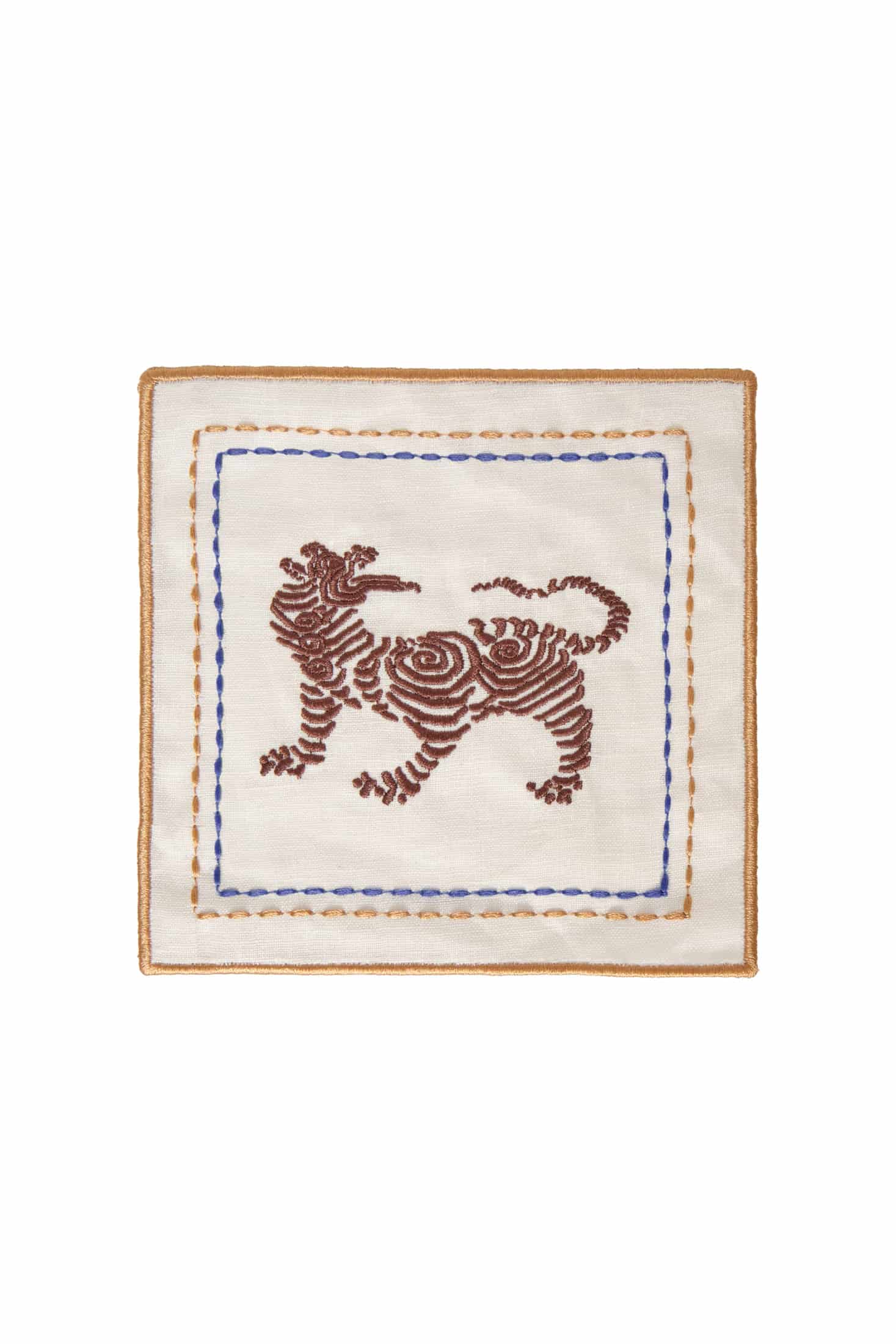 Tiger Cocktail Napkins / Ivory & Brown - Set of 4 - miniatura 1
