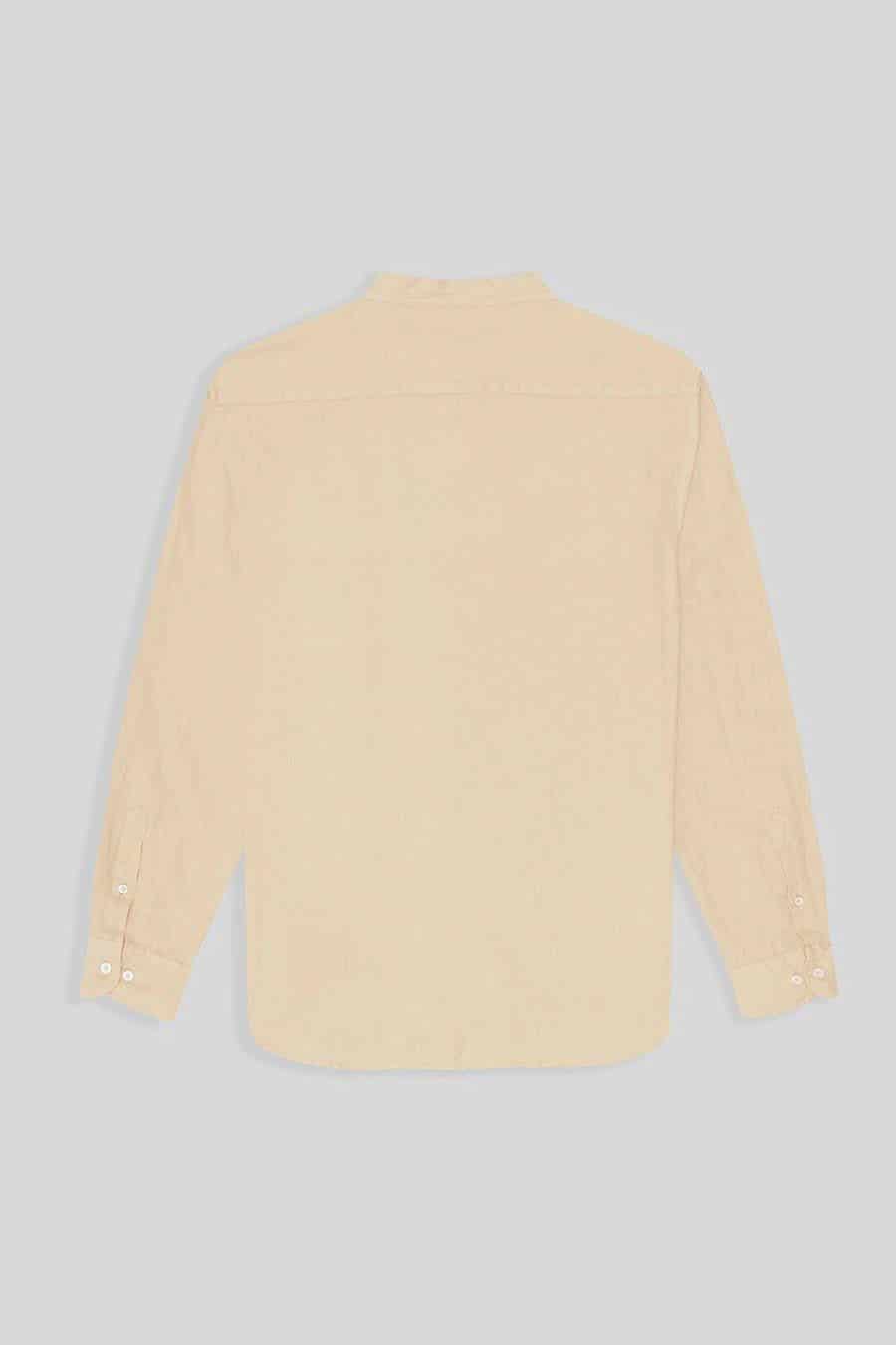 Men's linen shirt mao beige basic - miniatura 2