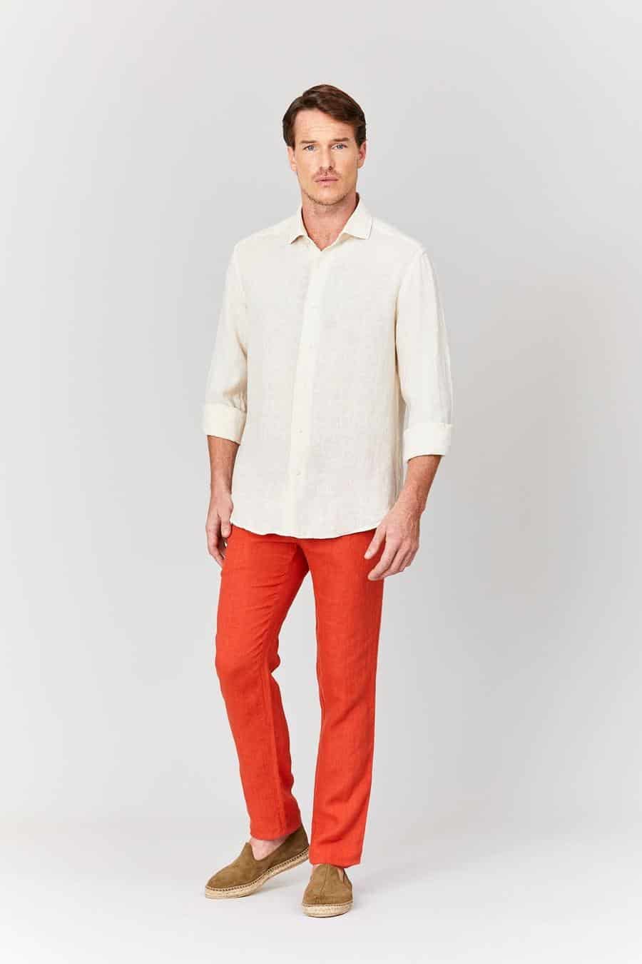 Men's linen pants chili basic - miniatura 3