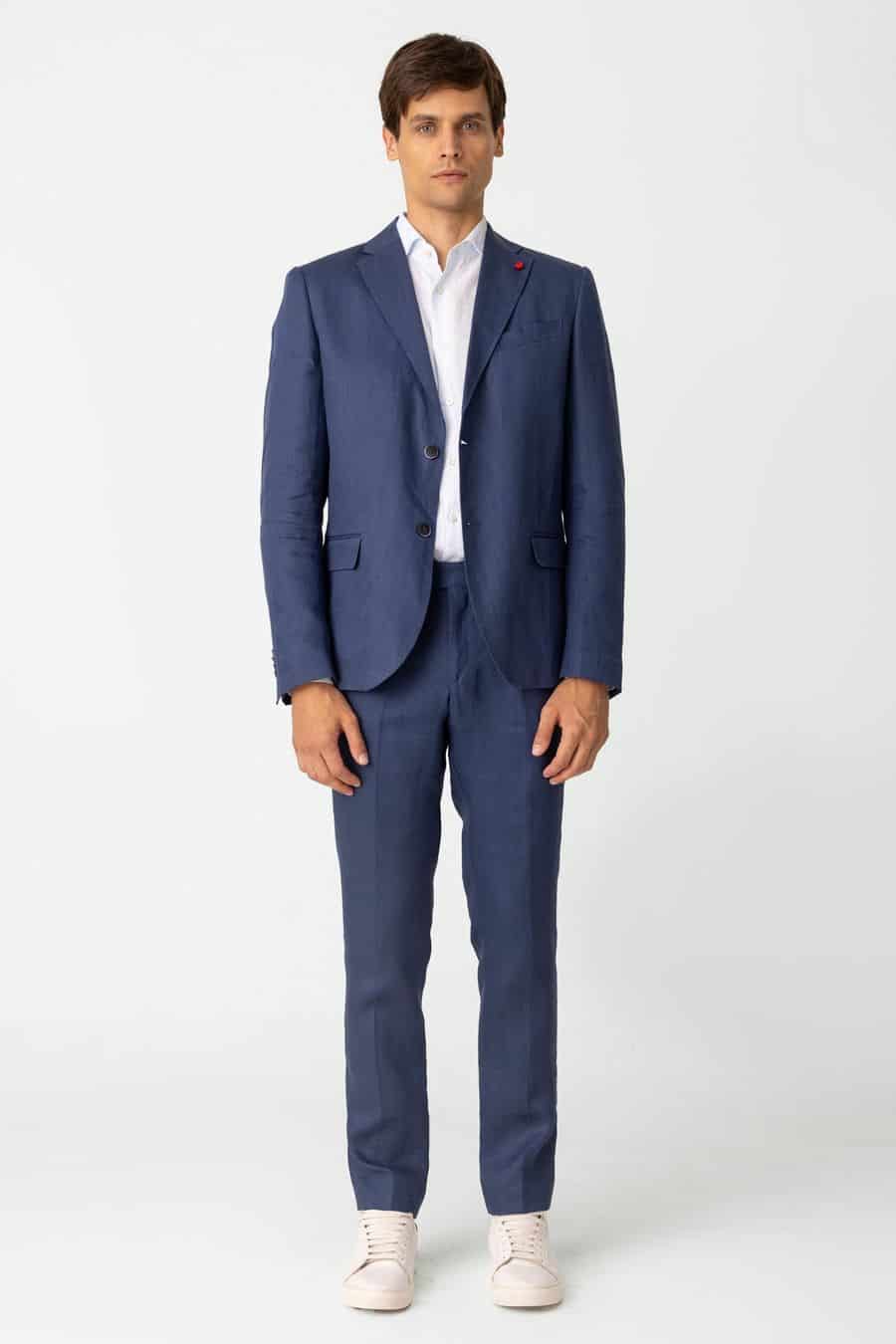 Men's mixed fabric navy vittorio set - miniatura 1