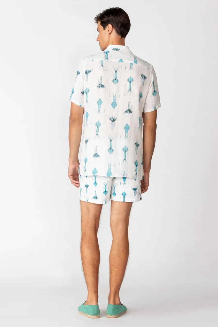 Men's linen shirt white egret - miniatura 8