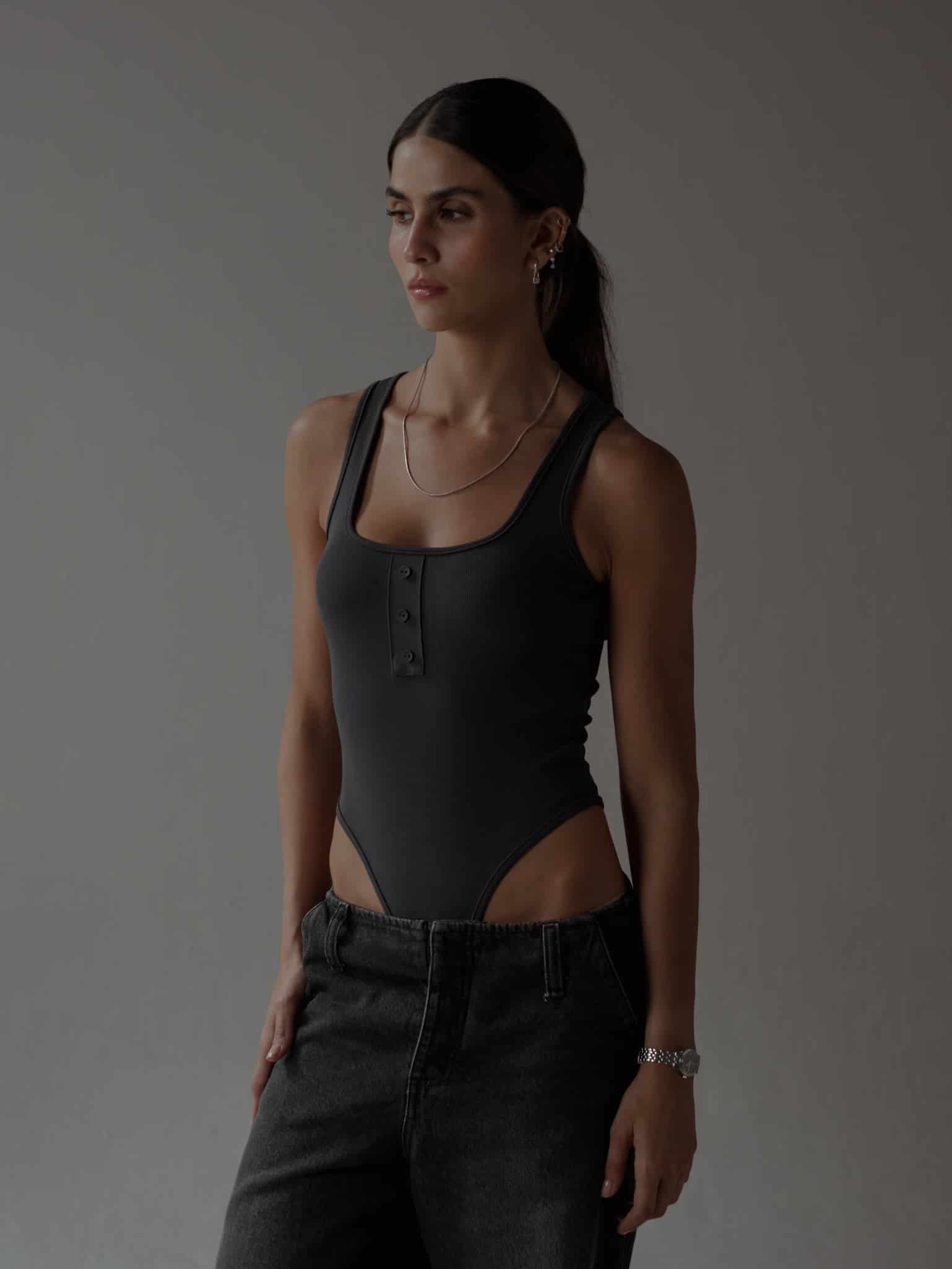 HALF BUTTON BODY - DARK GRAY - miniatura 6