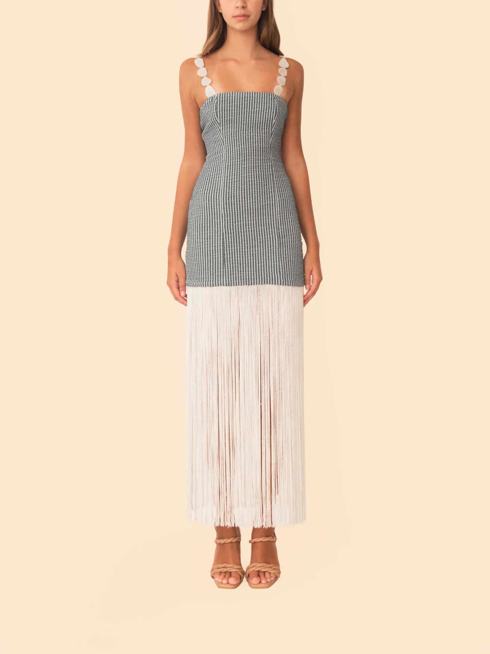 ELENA DRESS GREEN STRIPES - miniatura 5