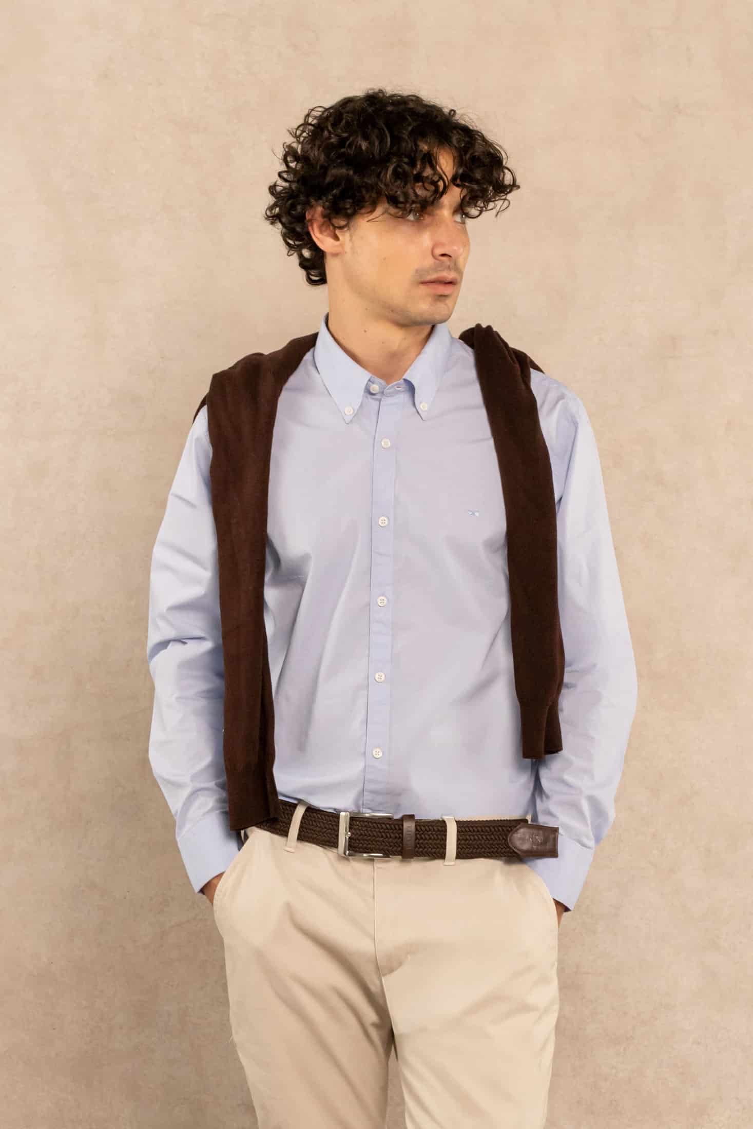 Camisa Antimanchas Popelina Light Blue - Talla Regular - miniatura 1