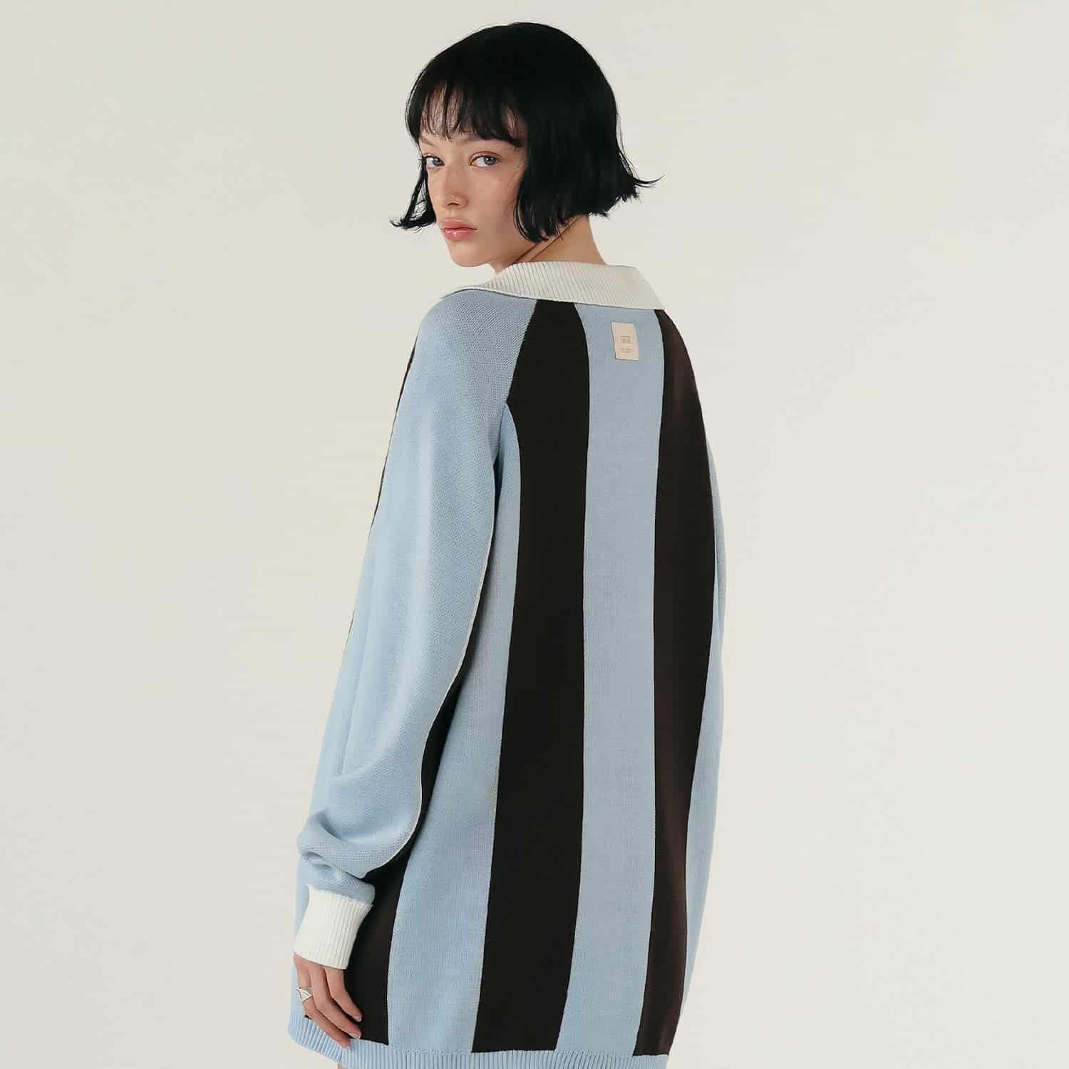 Striped Knit Polo - Blue - miniatura 6