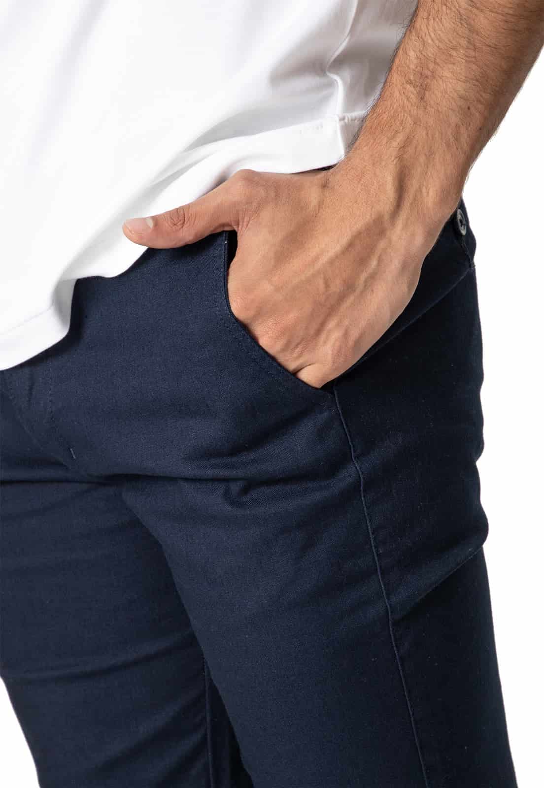 Pantalon dril azul oscuro con textura - miniatura 10
