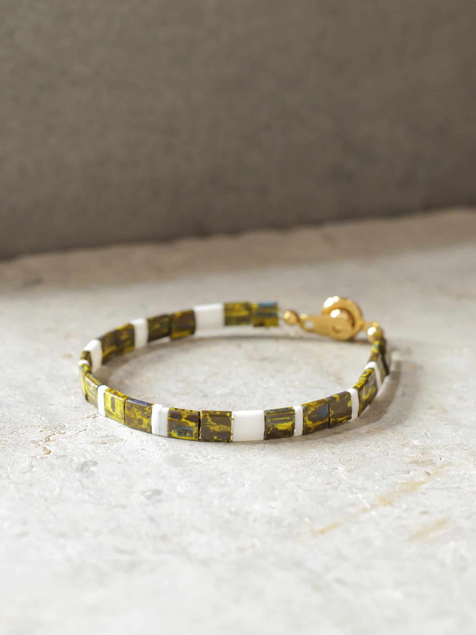 Brazalete Miyuki Tila Amarillo Marmolizado 5mm - miniatura 2