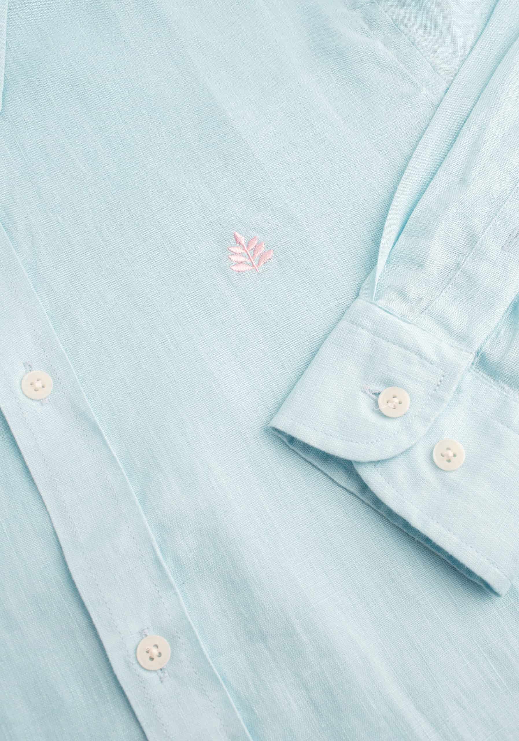Camisa H Lino CBD Unicolor L-Ros Azul Claro - miniatura 2