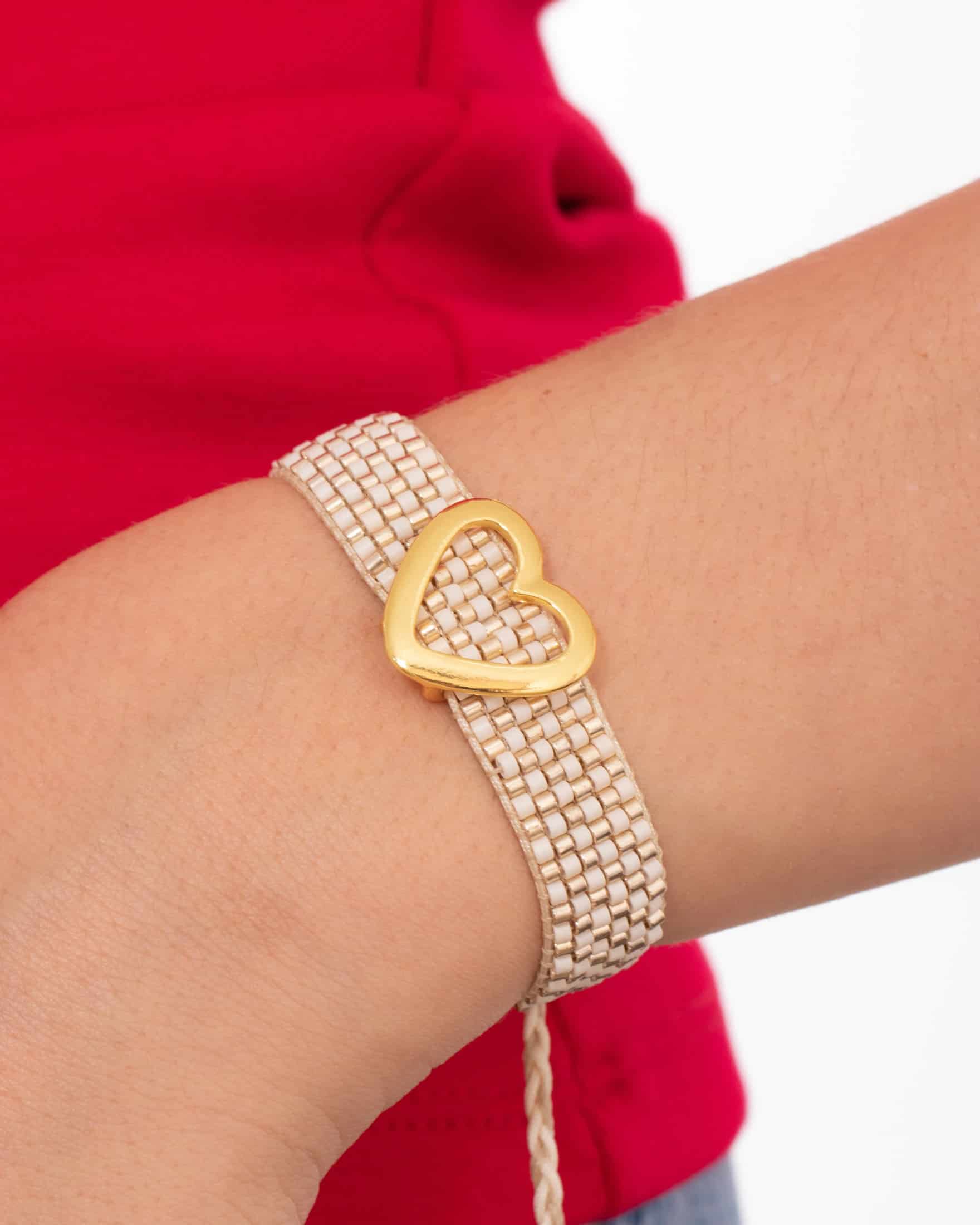 Pulsera Tejida Corazón + Aretes - miniatura 3