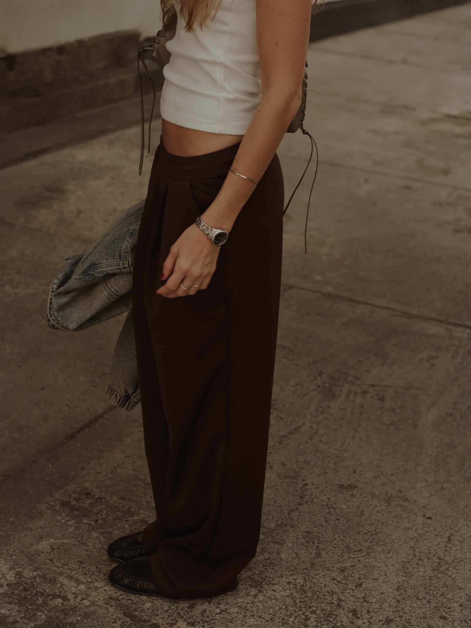 WIDE LEG BAND PANT - ESPRESSO - miniatura 4