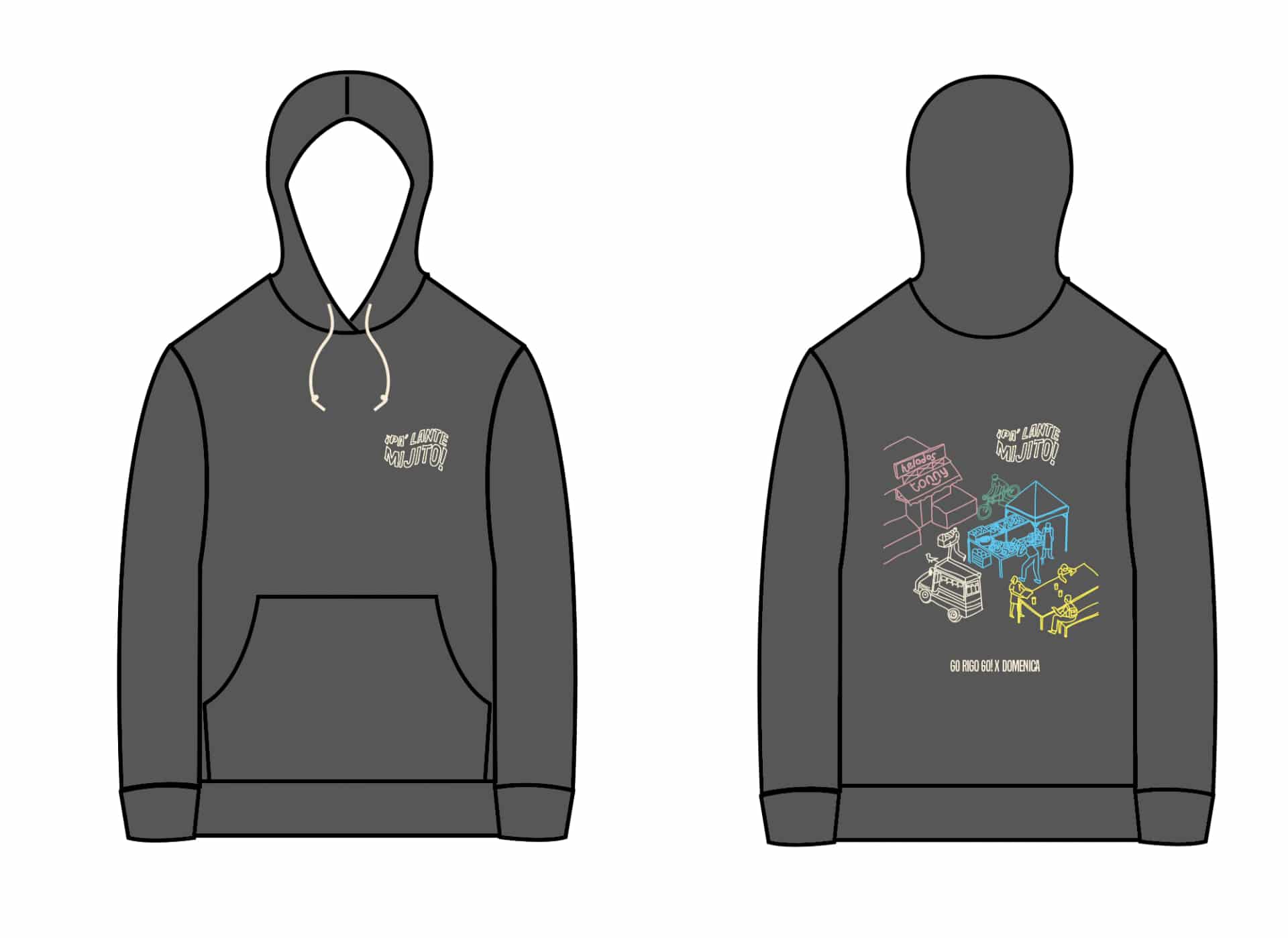 HOODIE GRIS GO RIGO GO X DOMENICA - UNISEX - miniatura 4