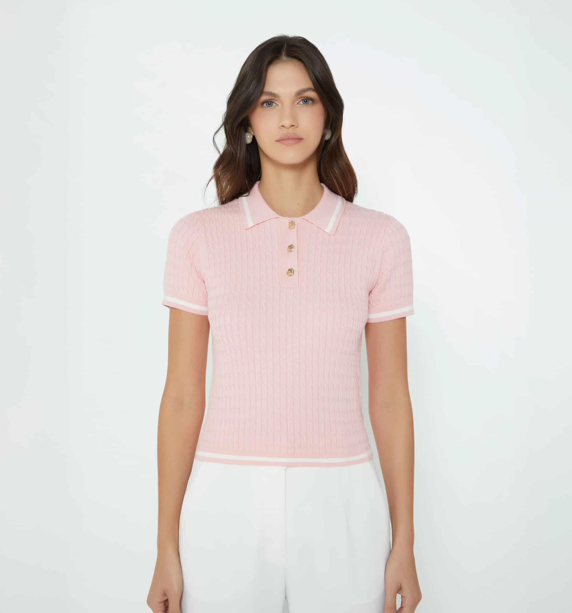 Blusa tipo polo con botón joya - miniatura 7