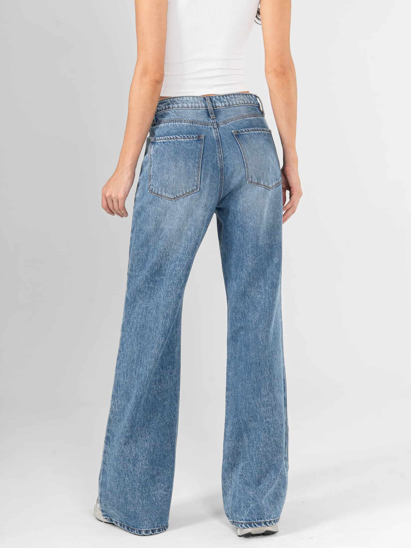 Ref: 066233 Jean Mom Flare, rígido, tiro alto, tono azul medio, diseño cinco bolsillos - miniatura 2