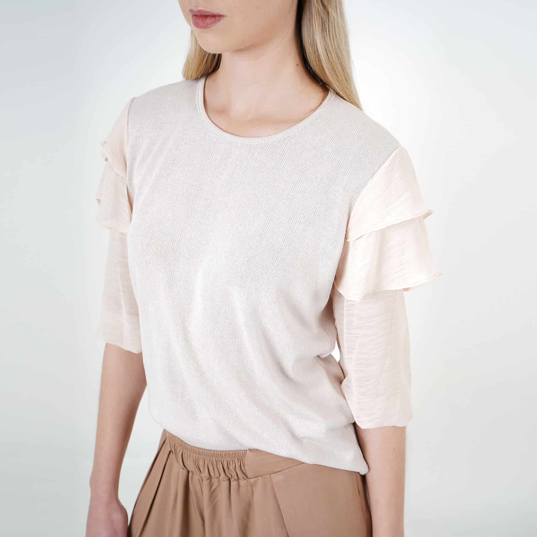Camiseta top cuello redondo manga 3/4 con boleros - miniatura 1