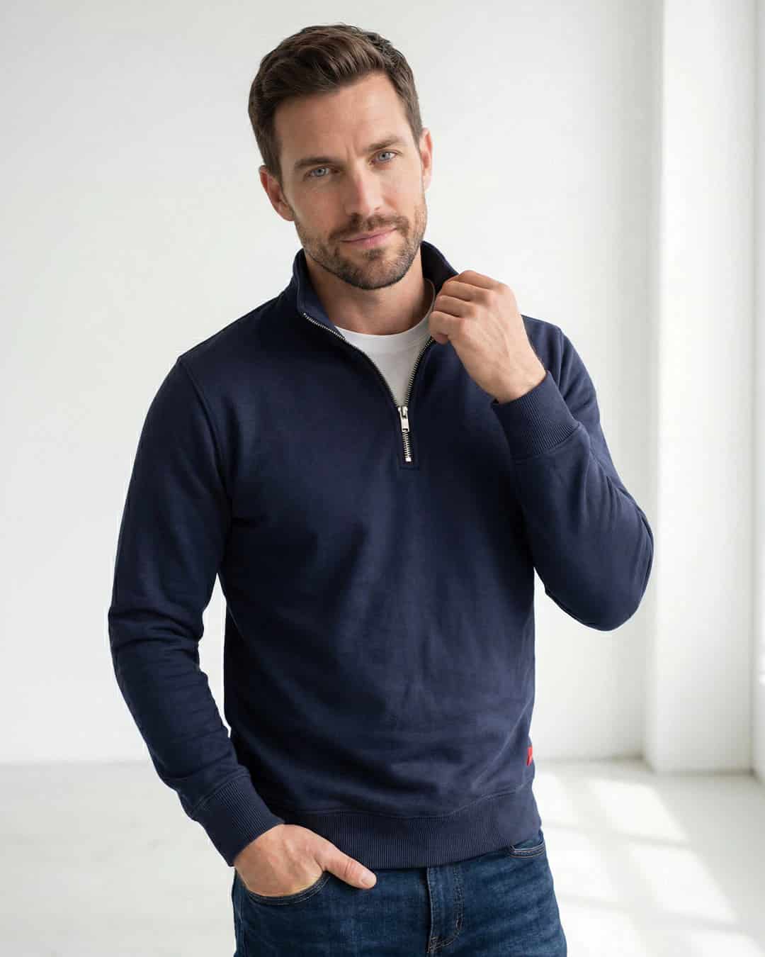 Buzo cuello alto hombre Azul Oxford - miniatura 2