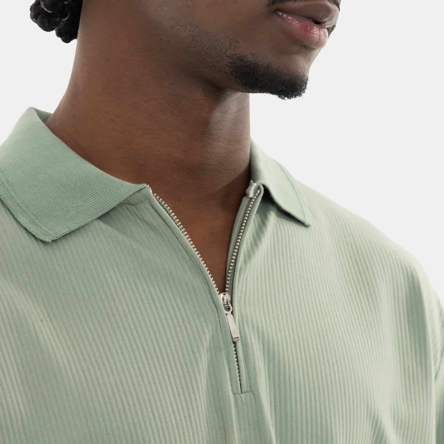 Zip Polo Sweatshirt Green - miniatura 6