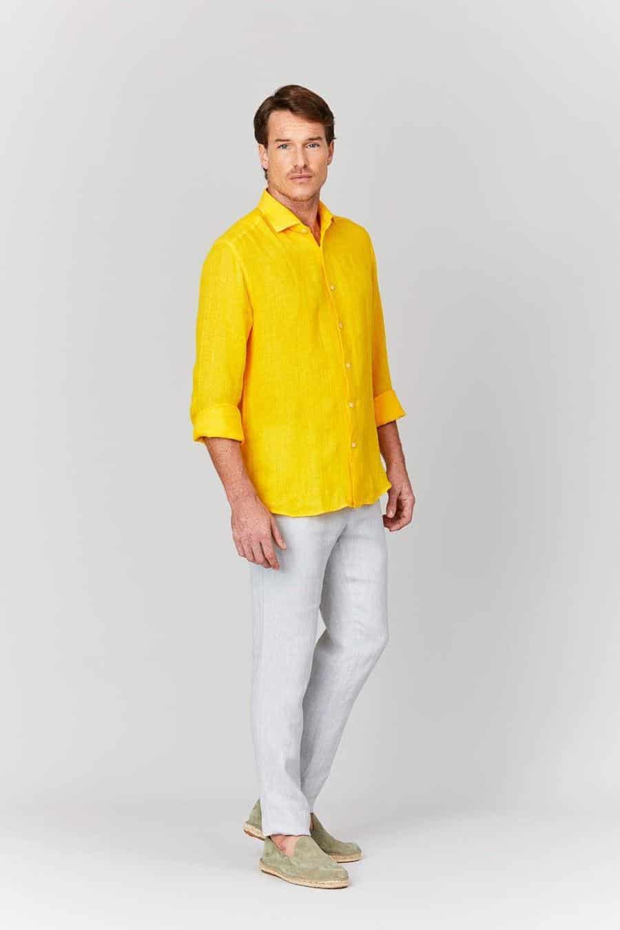 men’s linen shirt banana basic - miniatura 1