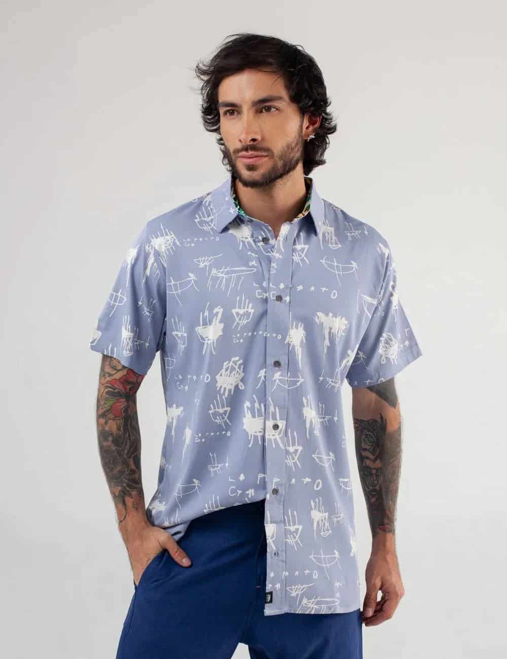 Camisa Regular Fit Le Panto Azul claro Hombre - miniatura 4