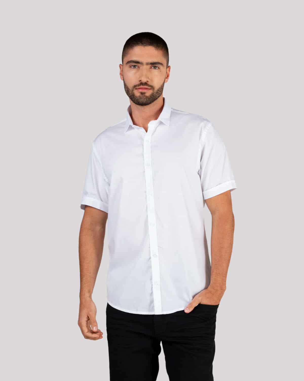 Camisa blanca manga corta para hombre - miniatura 18