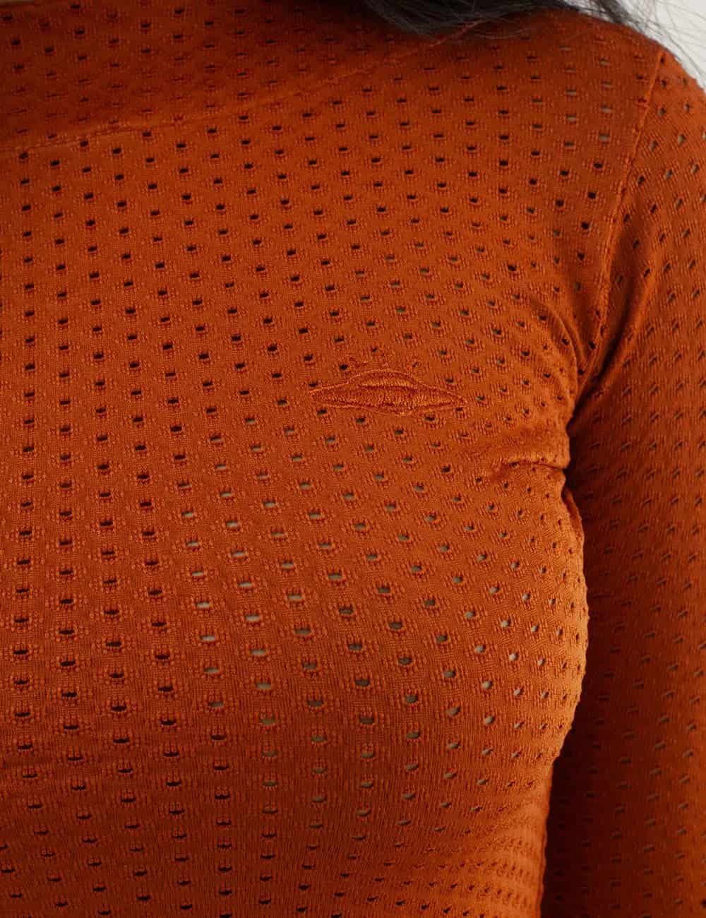 Camibuso Manga Larga HOLE Terracota Mujer - miniatura 9