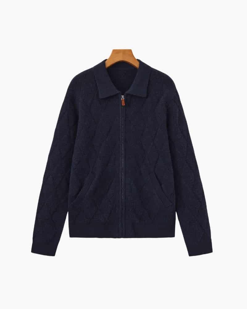 Heritage Diamond Knit Zip Cardigan - miniatura 2