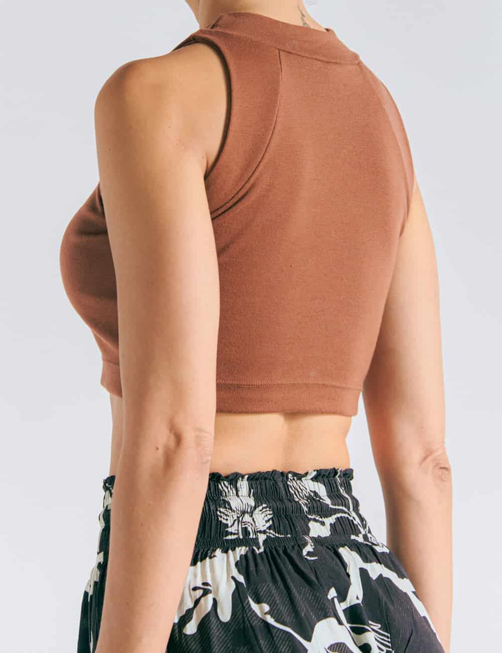 Crop Top Raglan  terracota Mujer - miniatura 3