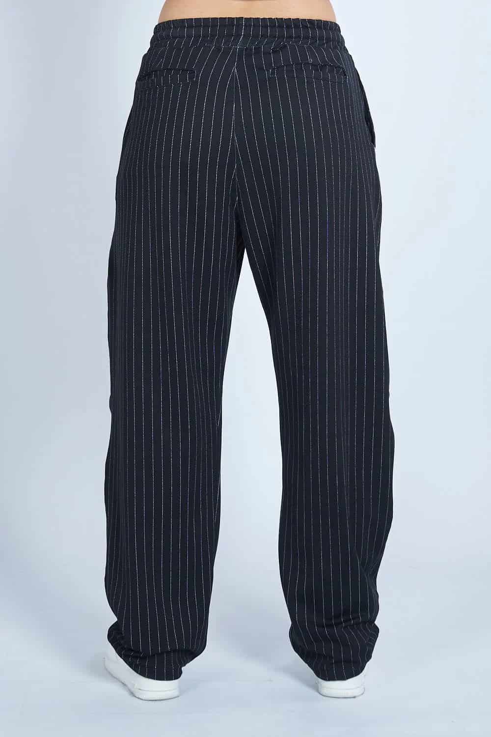 Pantalón jogger balloon raya tiza con prenses Negro - miniatura 3