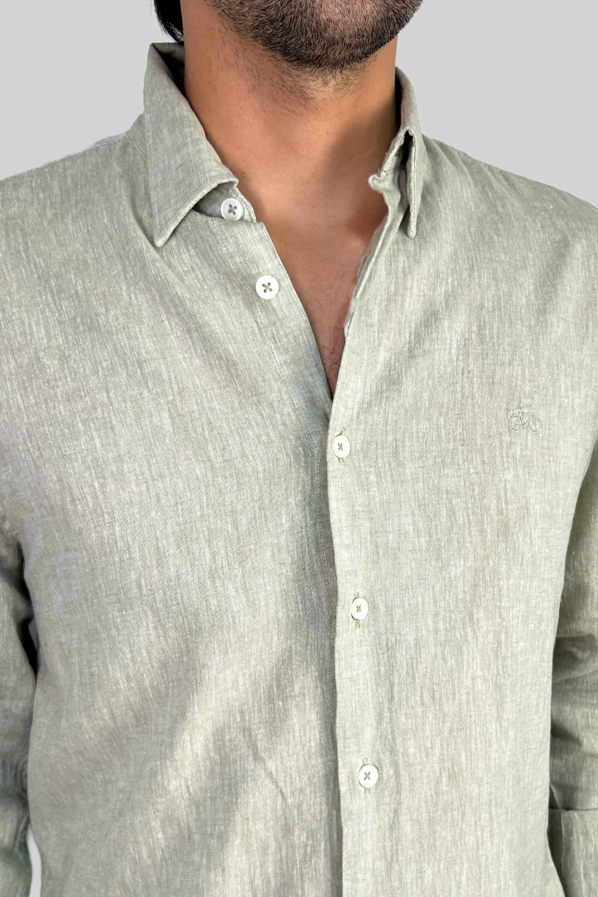 CAMISA LINO OLIVA - miniatura 2