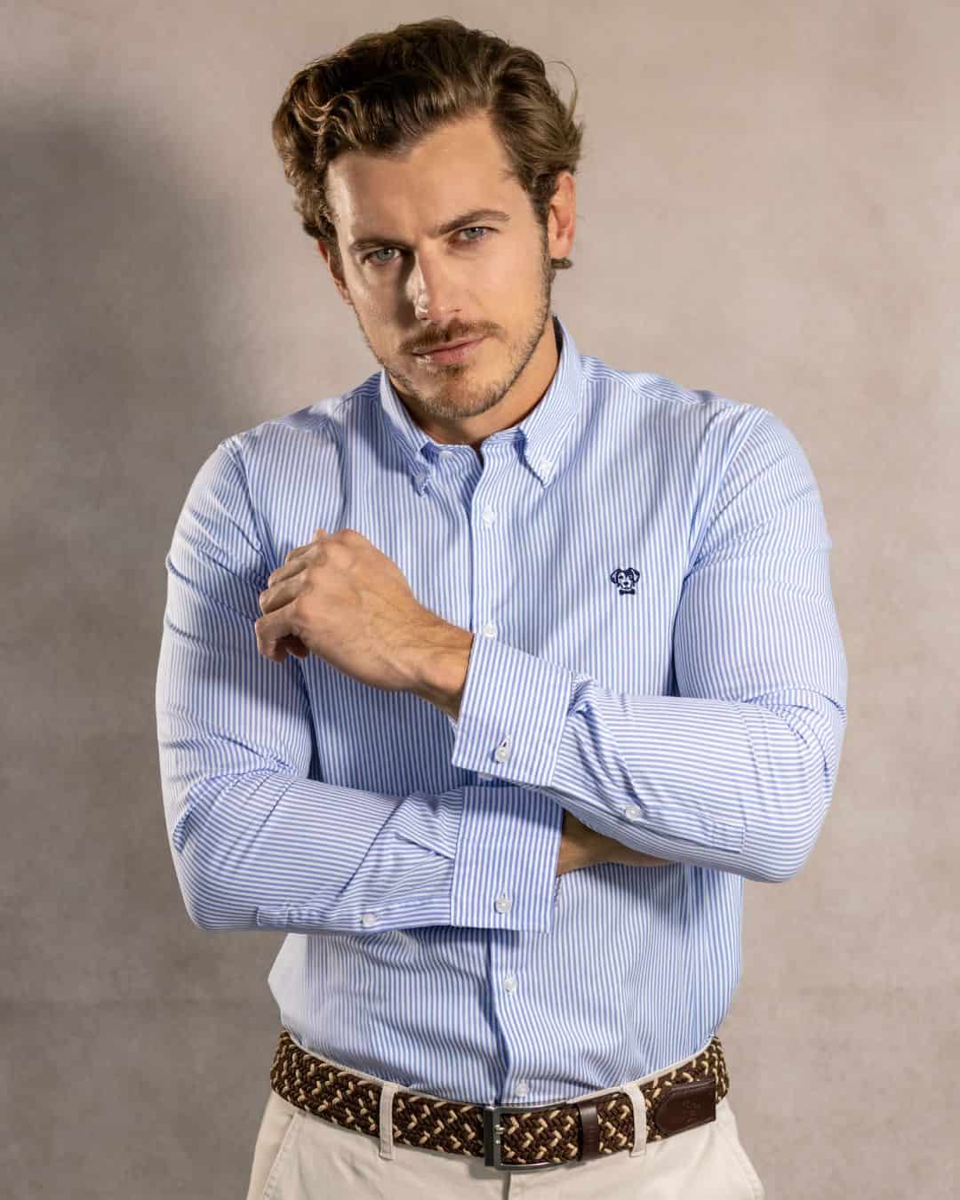 Camisa Antimanchas Oxford Rayas Azul Yale - miniatura 4