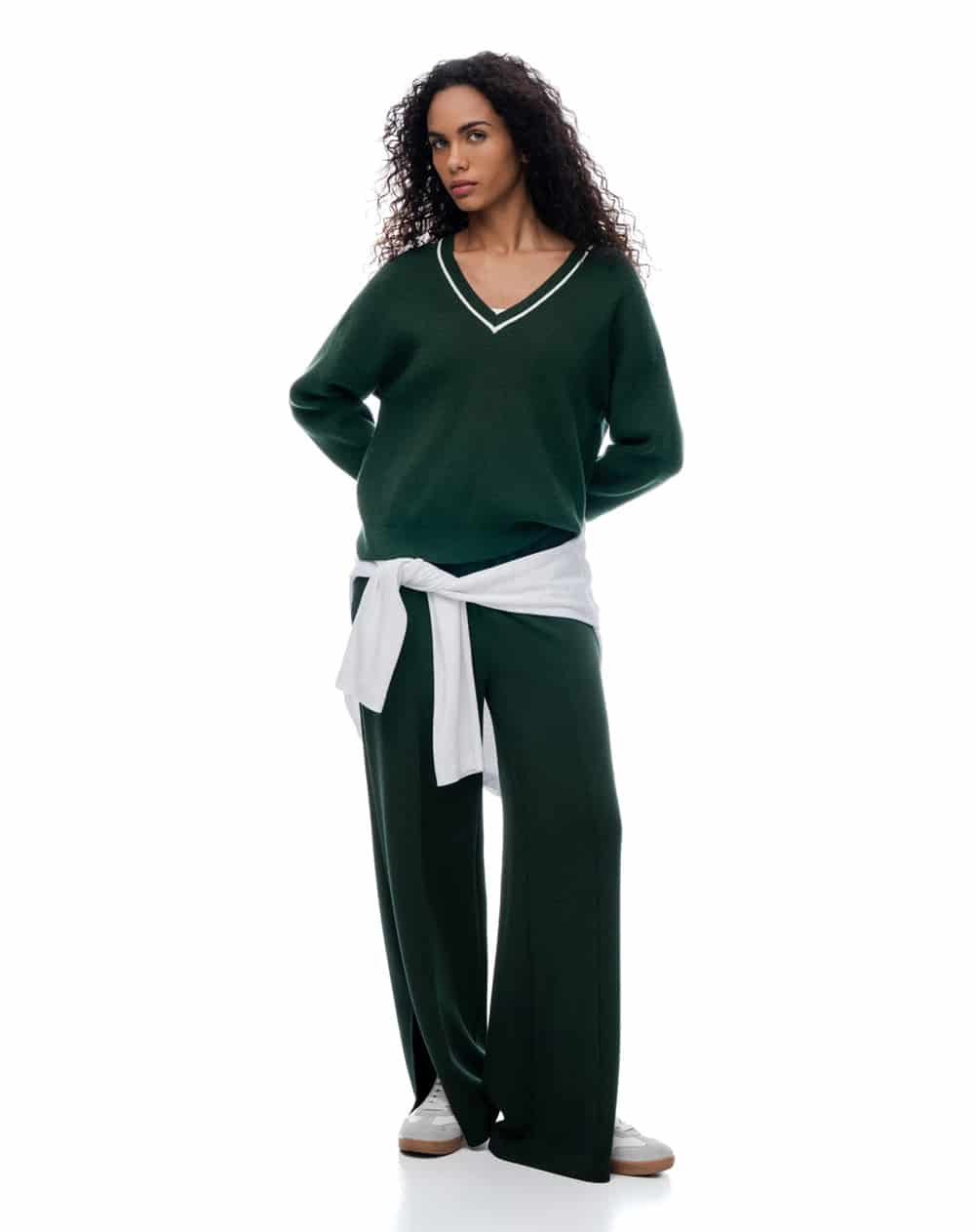 Suéter relaxed tejido verde mujer - miniatura 4
