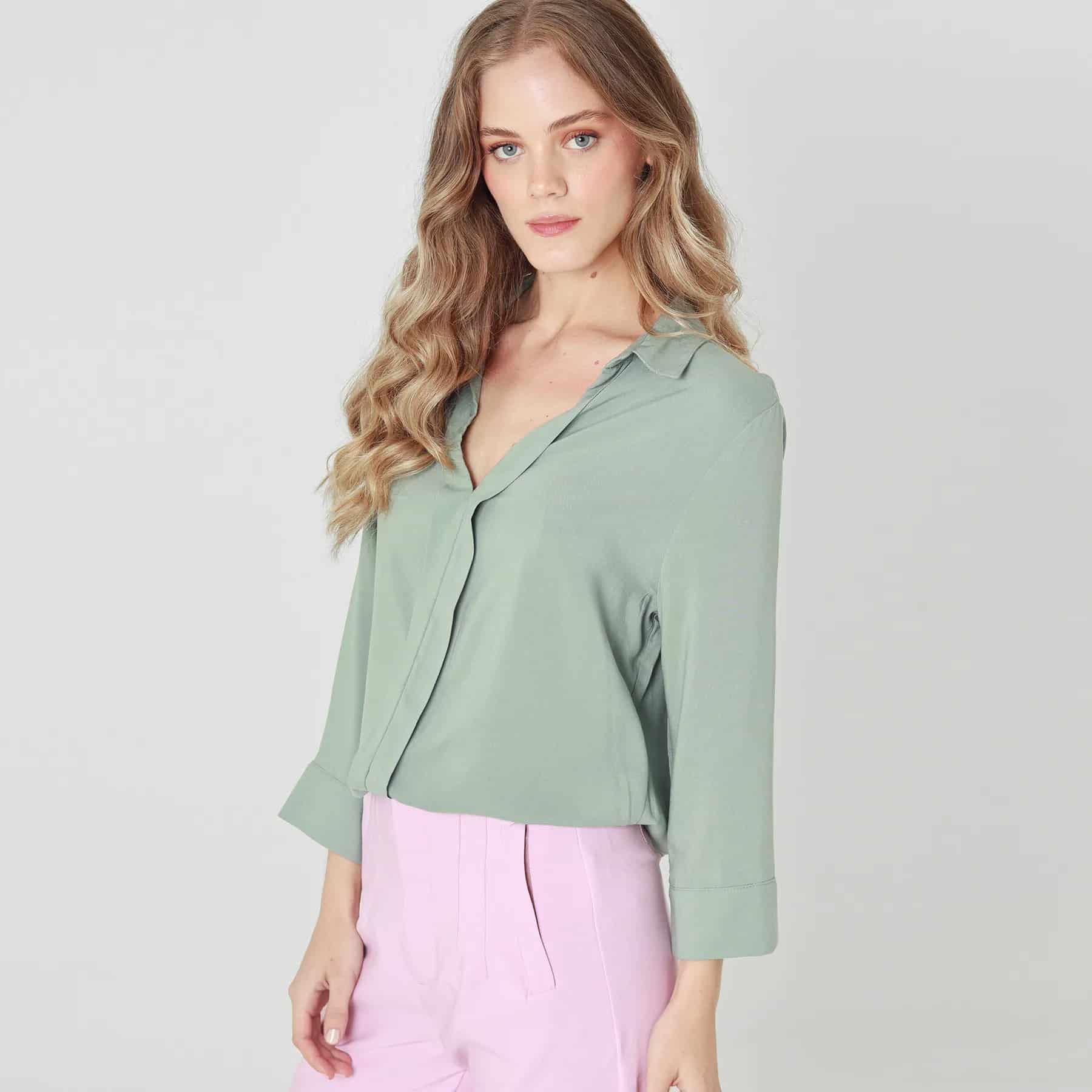 Blusa Cuello V Manga Larga - miniatura 1