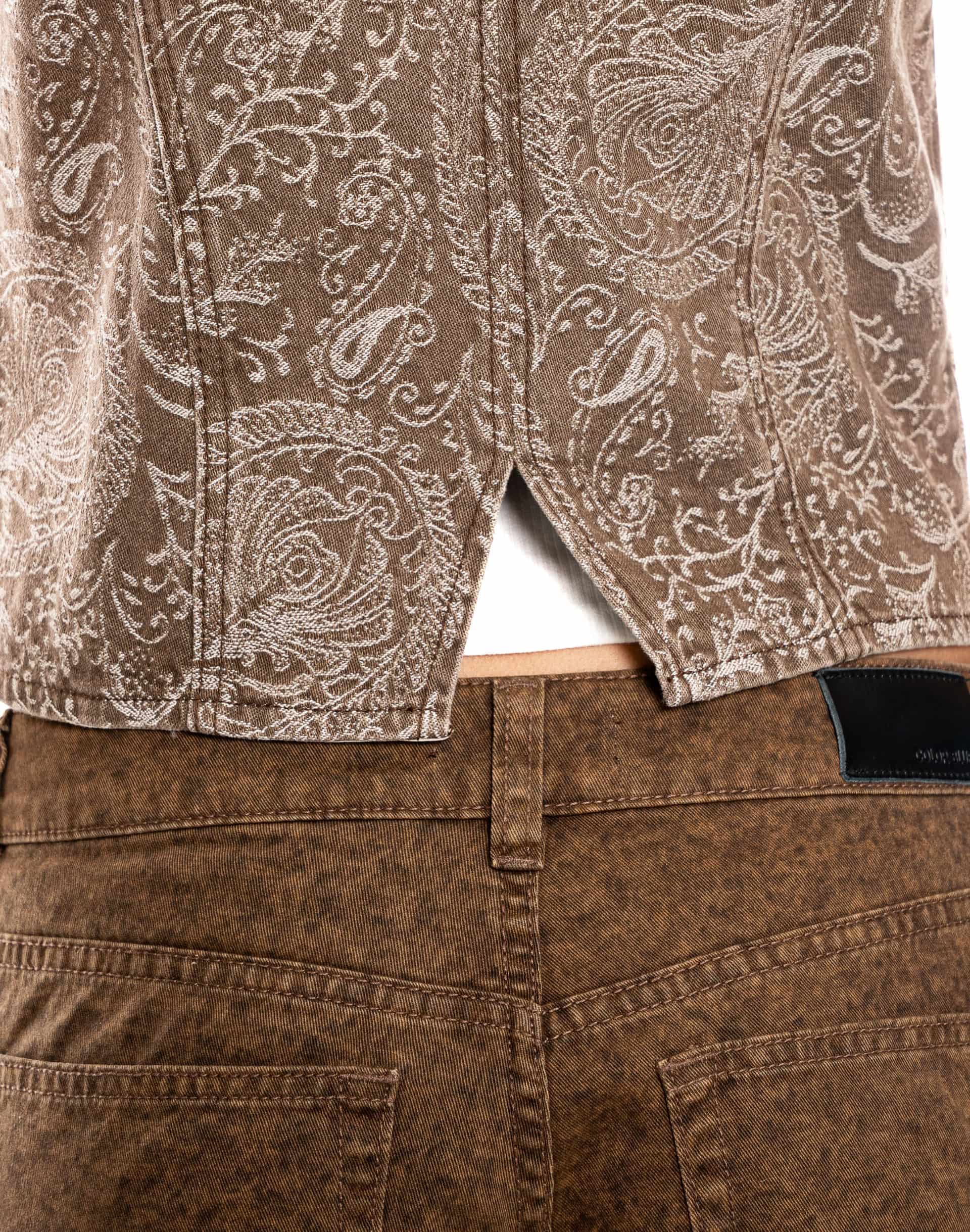 Chaleco Crop Estampado Paisley Café - miniatura 4