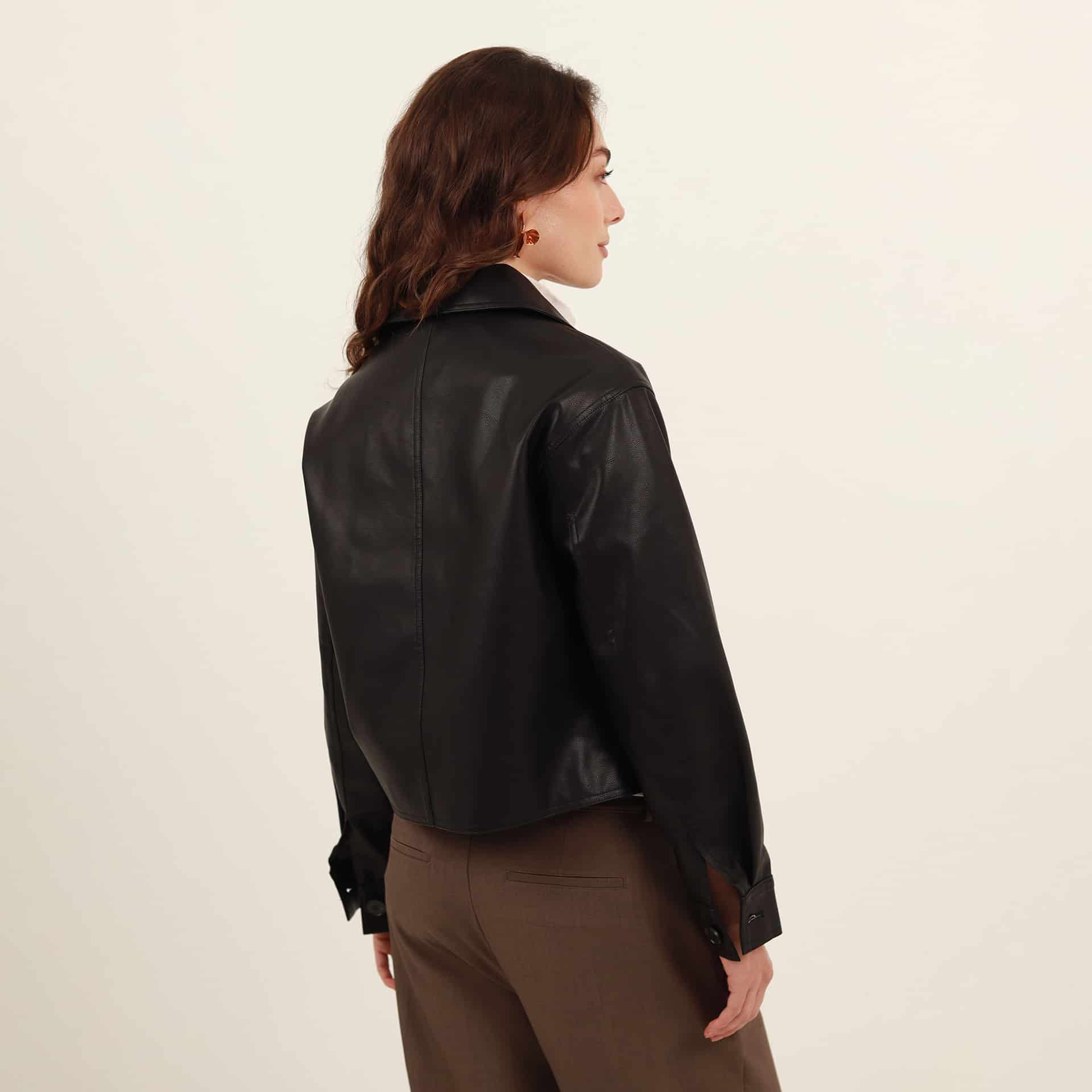 Chaqueta cazadora en cuero sintetico - miniatura 5