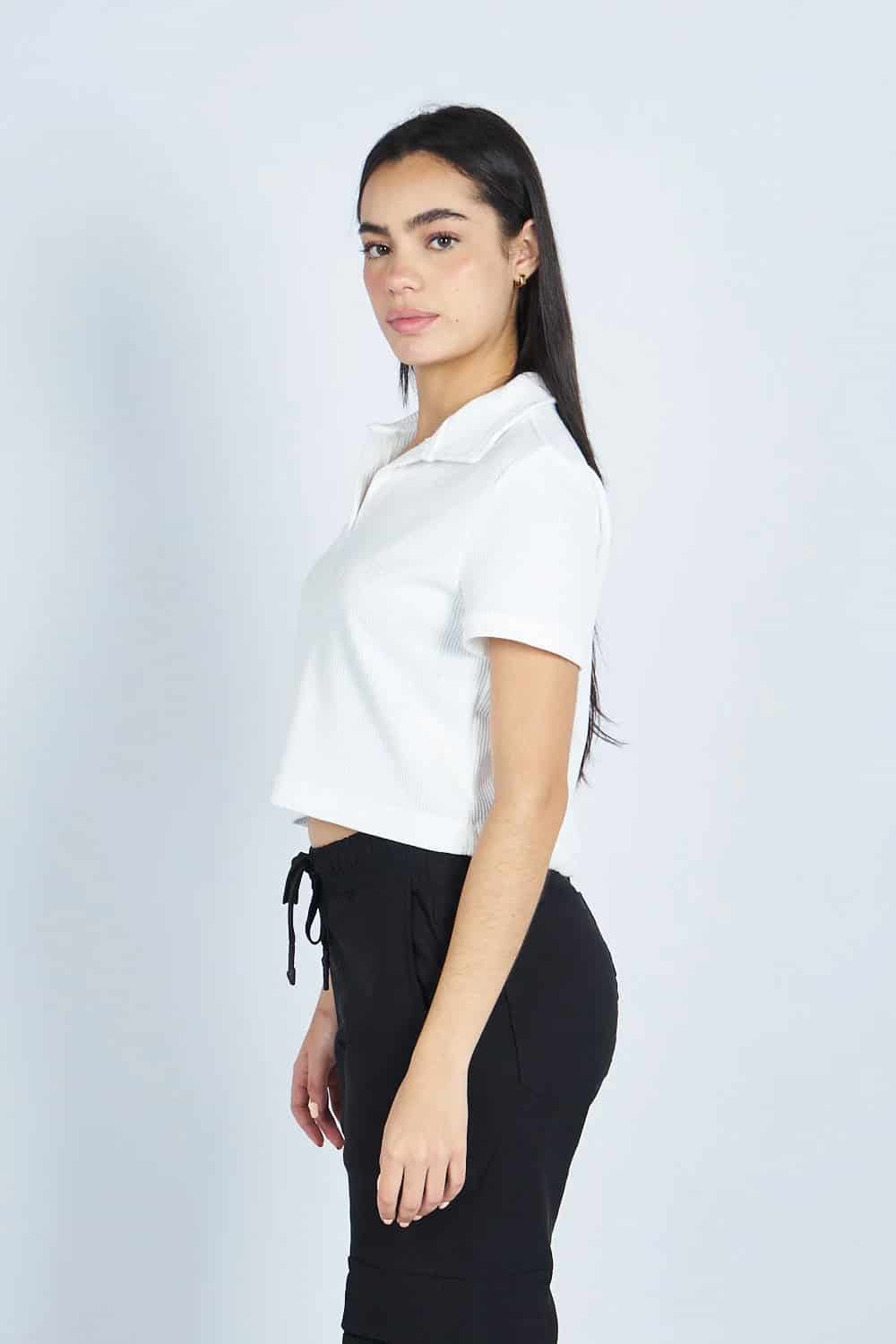 Lounge cropped Polo textura Blanca | Drop 03 | - miniatura 4