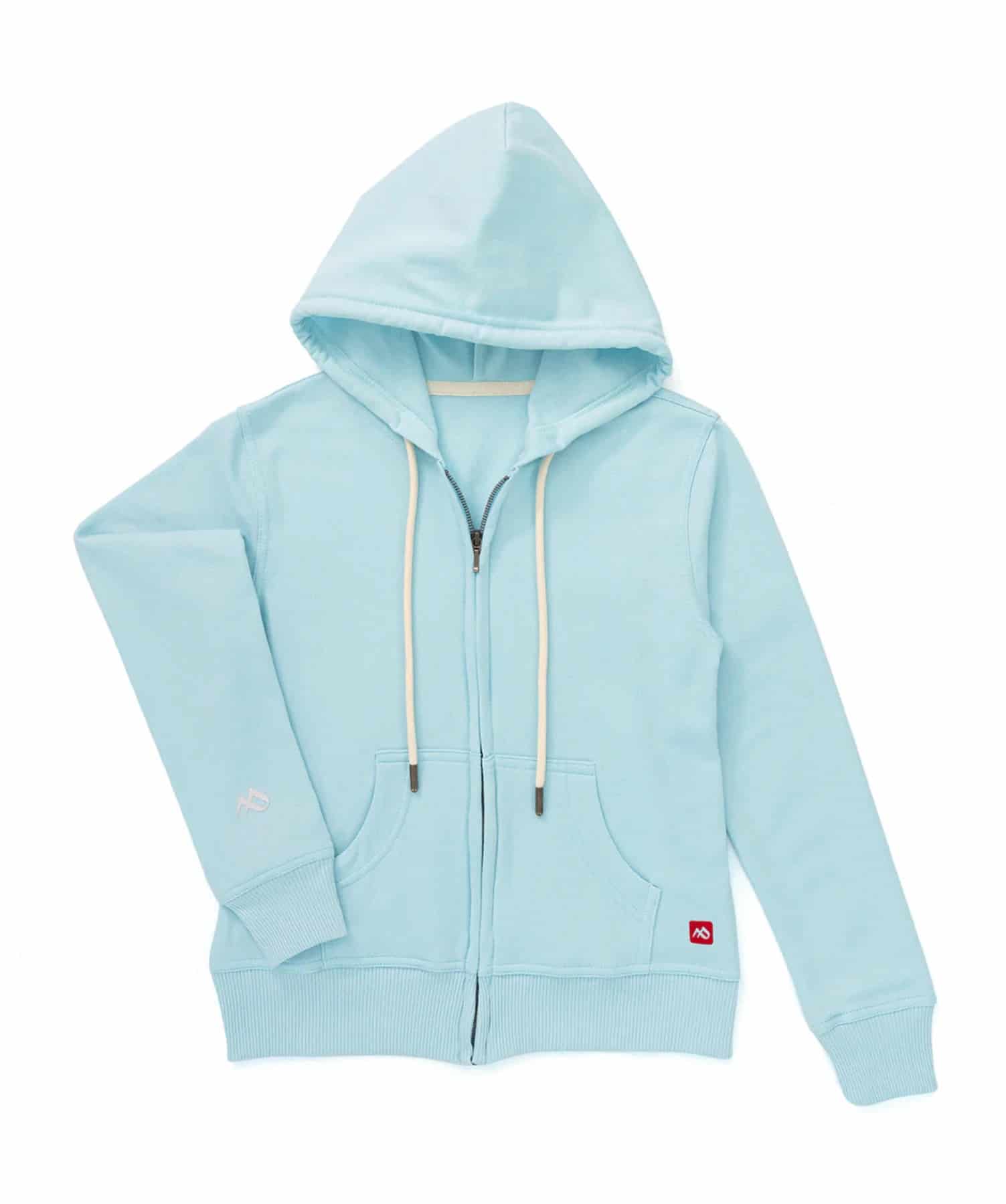 Buzo abierto con Capota Mujer Azul Celeste - miniatura 3